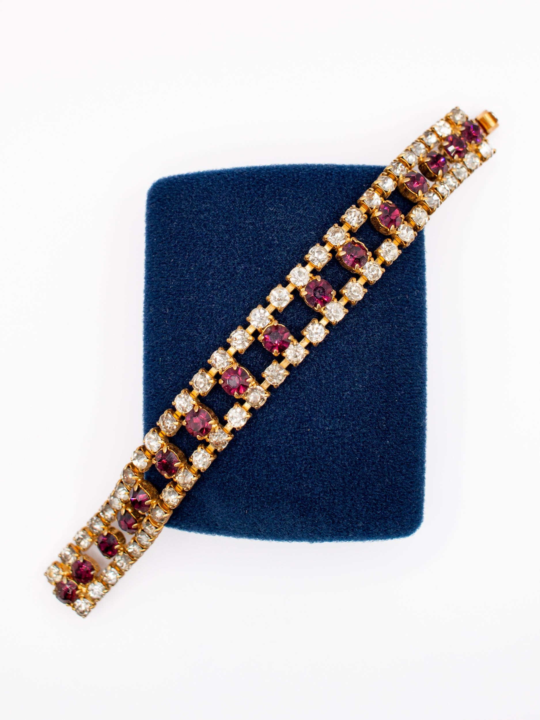 Vintage 50's Ruby Red Rhinestone Bracelet by Northern Grip