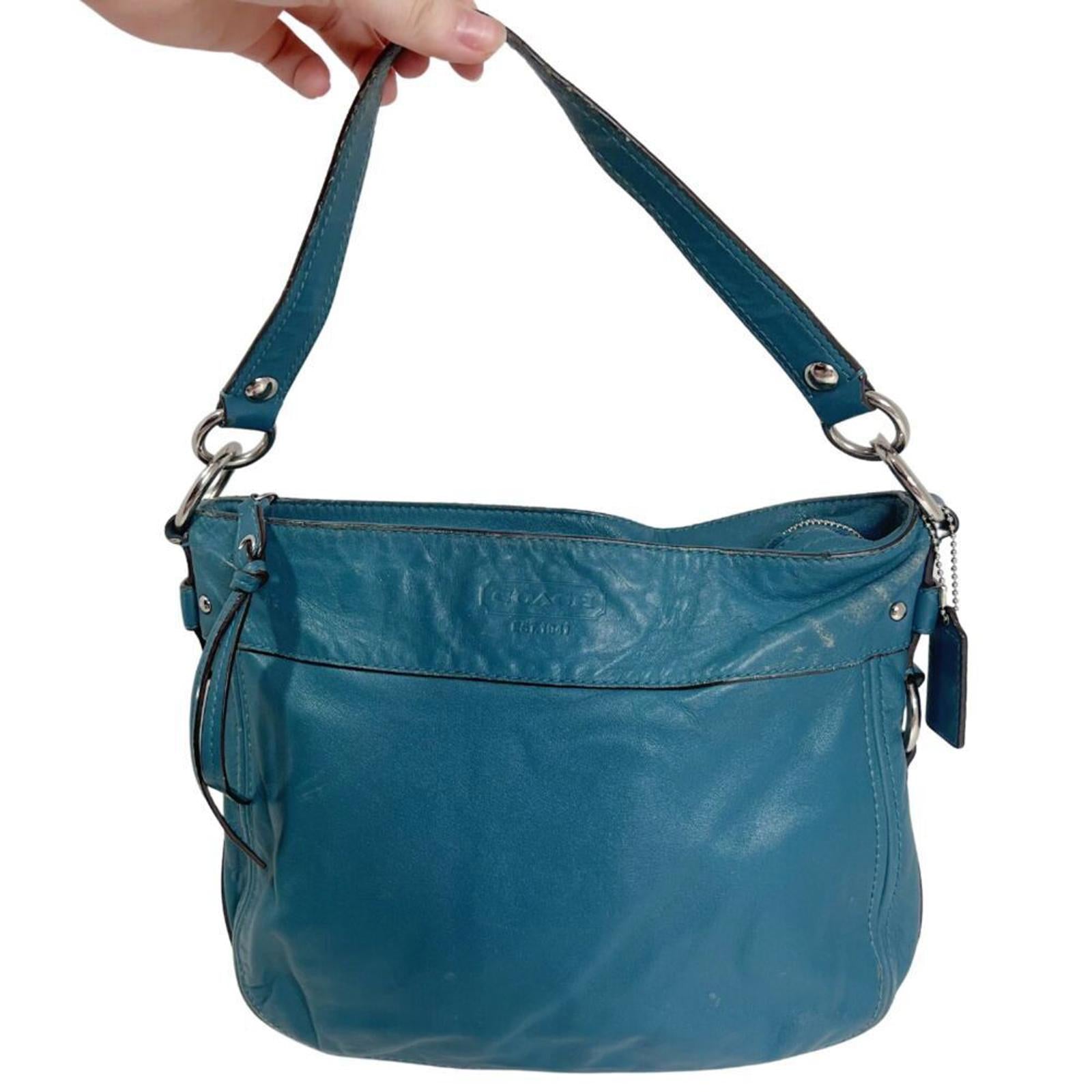 Vintage Coach Leather Hobo Bag Tosca Teal Blue Shoulder Bag Purse by Hot Girl Secondhand