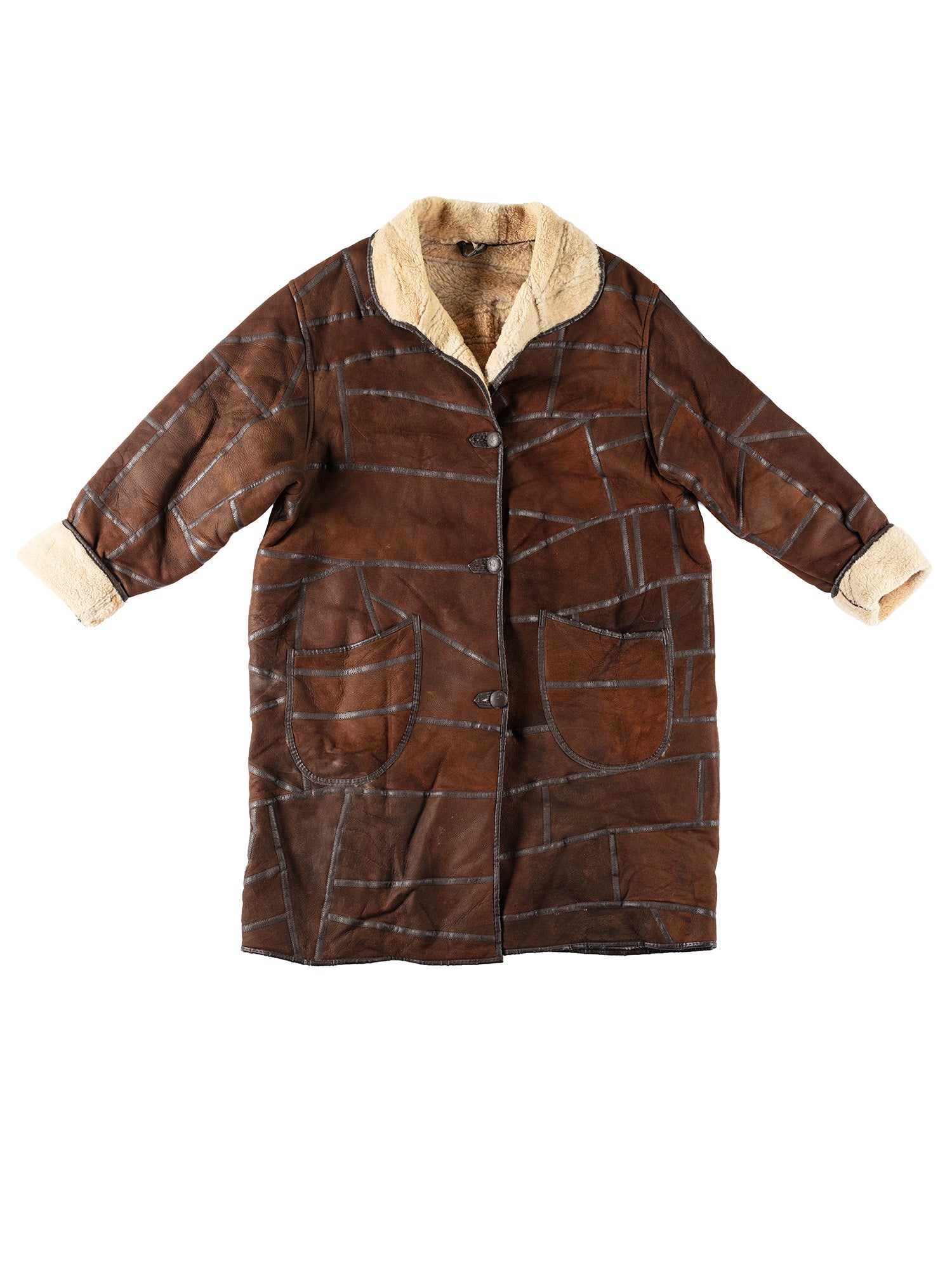 Vintage 80's Women Sheepskin Coat in Brown by Northern Grip