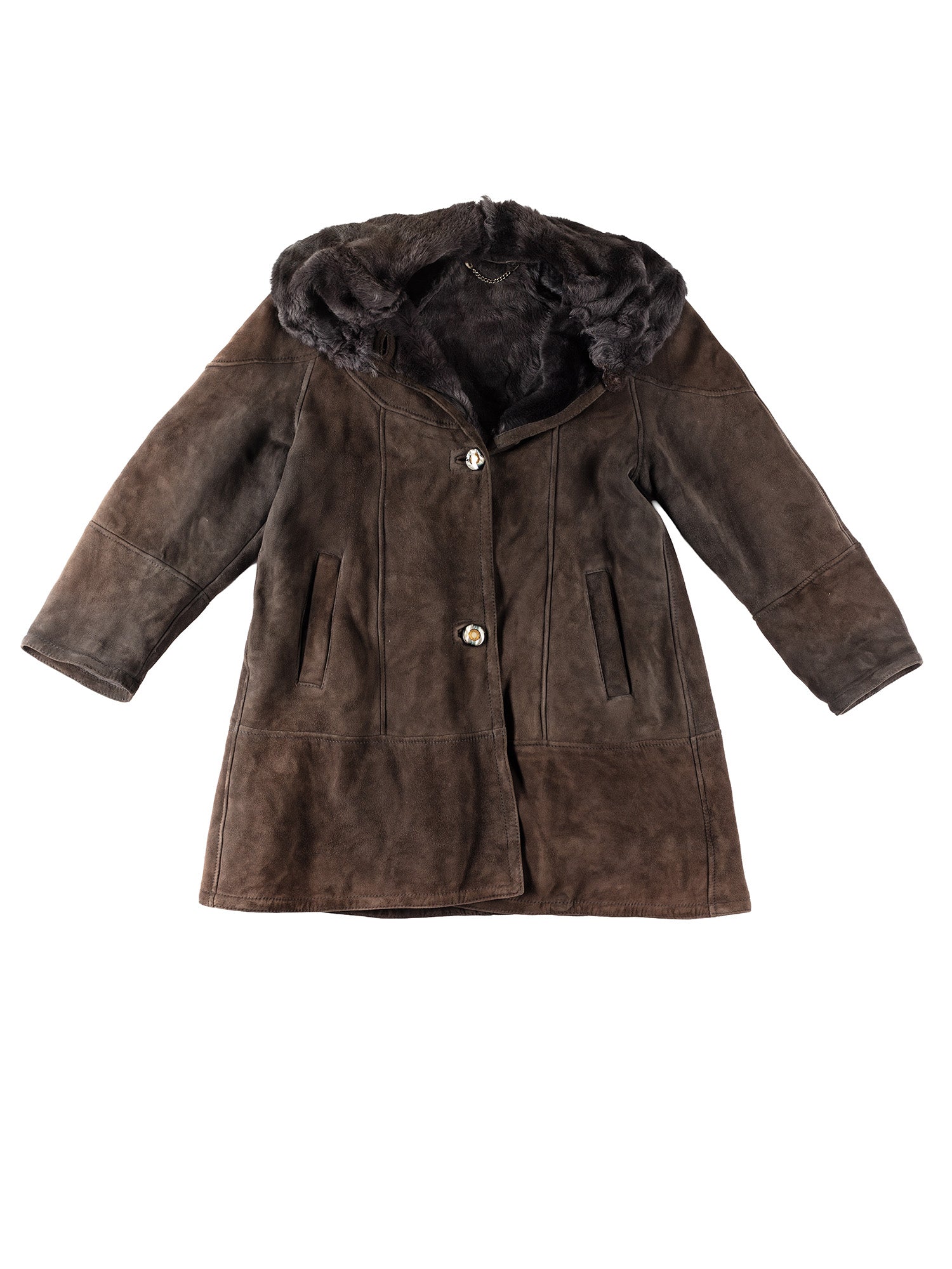 Vintage 80's Women Sheepskin Coat in Brown by Northern Grip