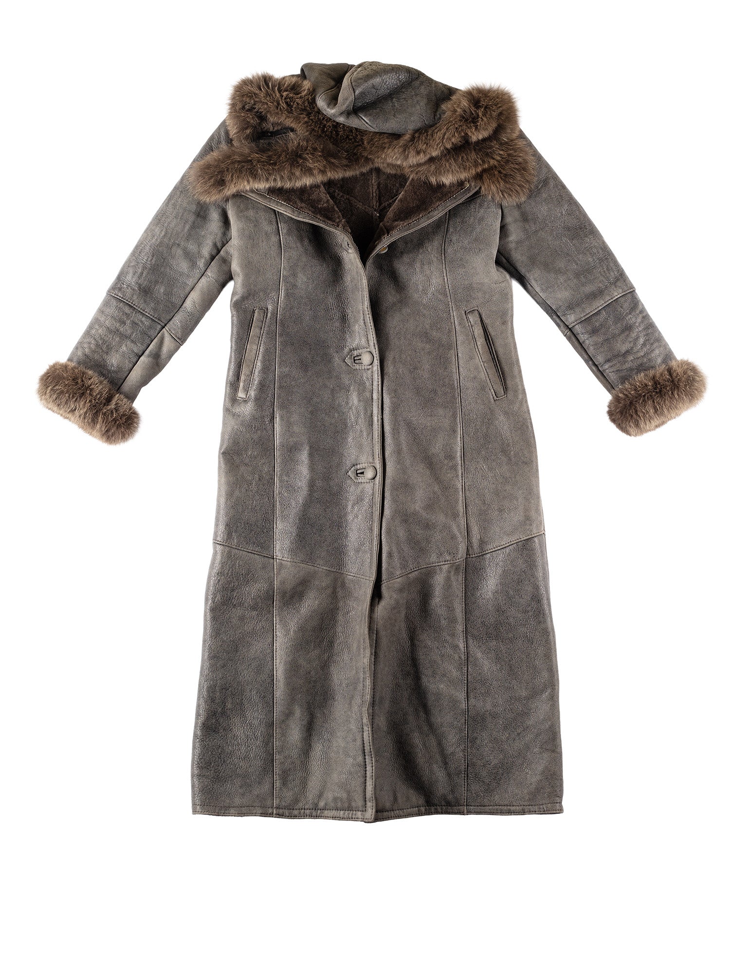 Vintage 70's Women Penny Lane Sheepskin Coat in Gray by Northern Grip