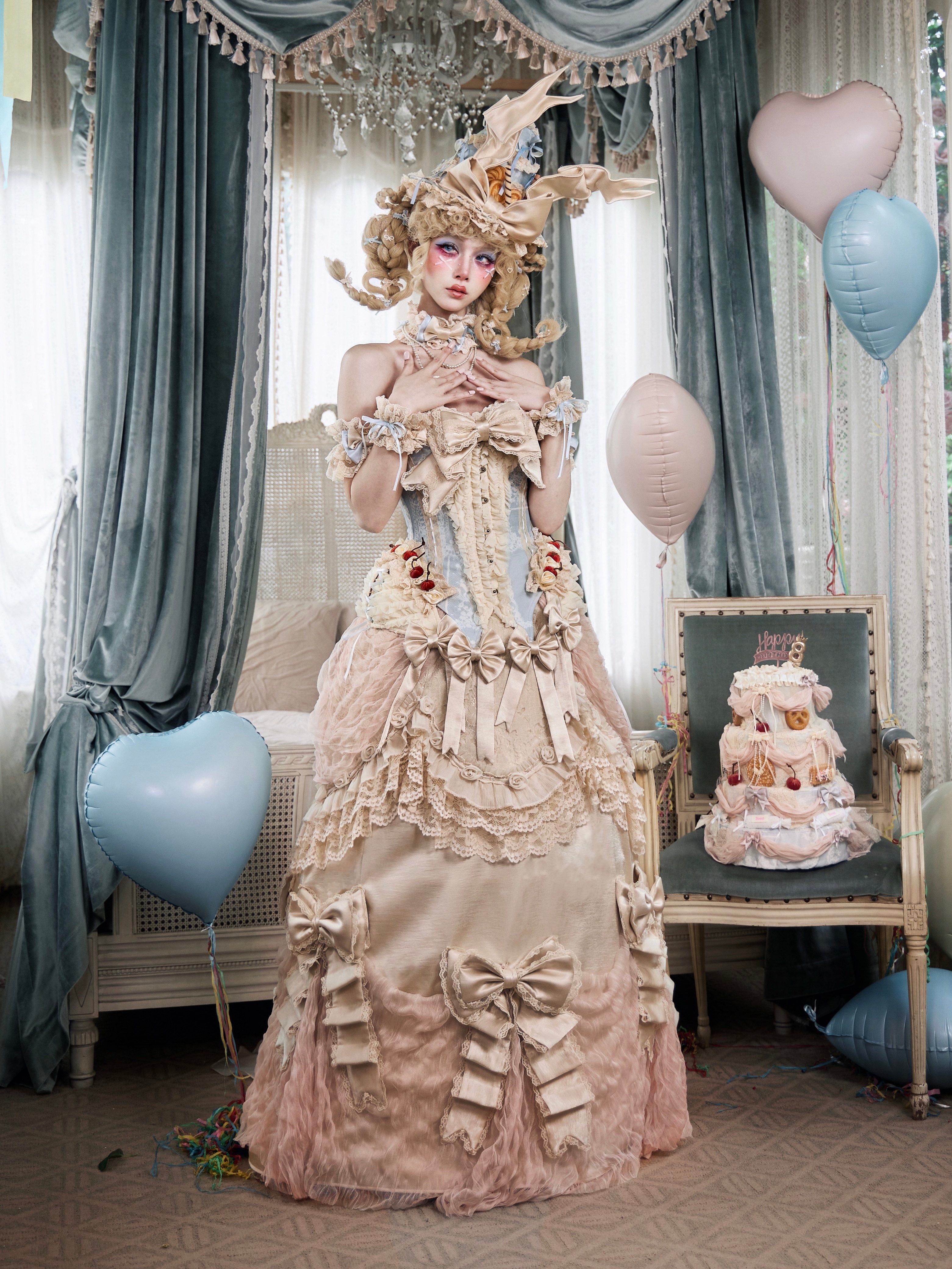 Rococo Lolita Bustle Skirt with Train | Elegant Vintage Lolita Fashion by Land Decora