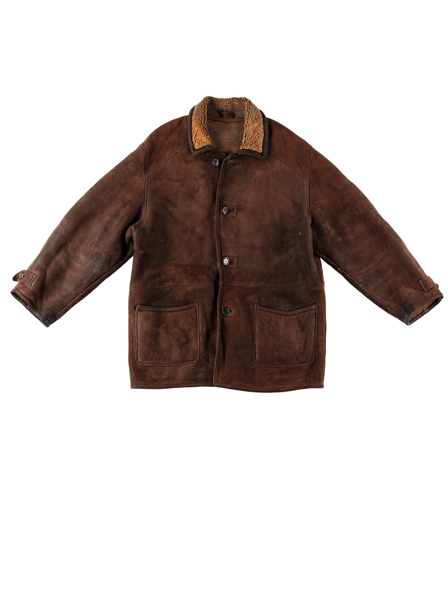 Vintage 80's Men Sheepskin Coat in Brown by Northern Grip