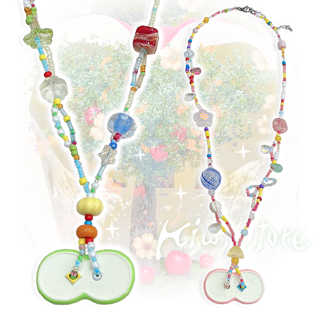 Decora Apple Pendant Necklace - Glass Ceramic Cute Style - Kiwi Store by Land Decora