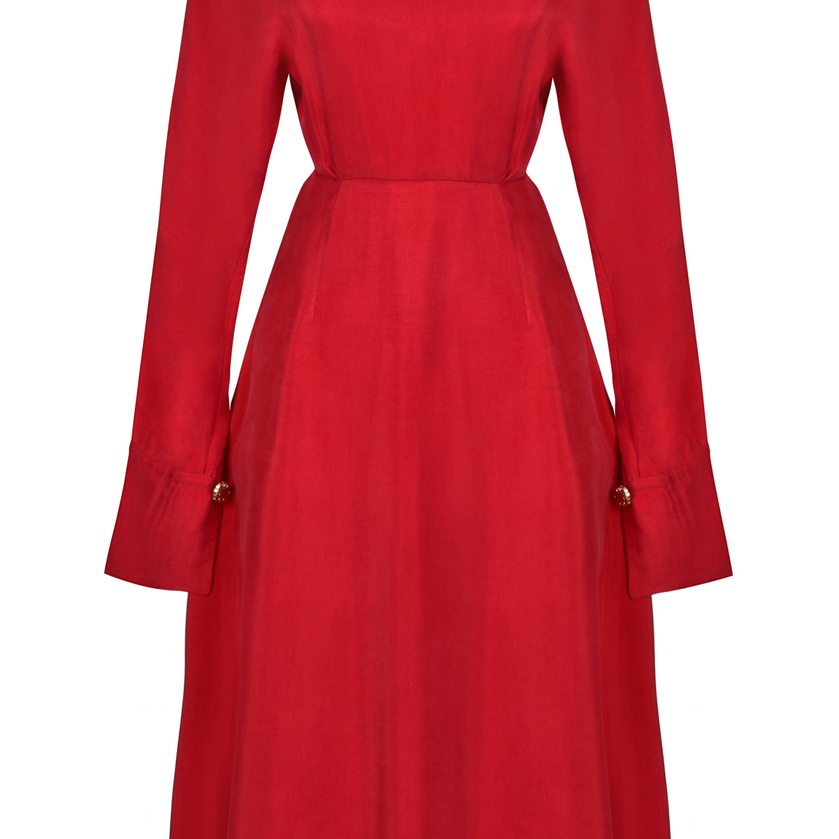 Red Midi Dress – Eco-Friendly Long-Sleeve Reversible Style By Sarvin by Sarvin