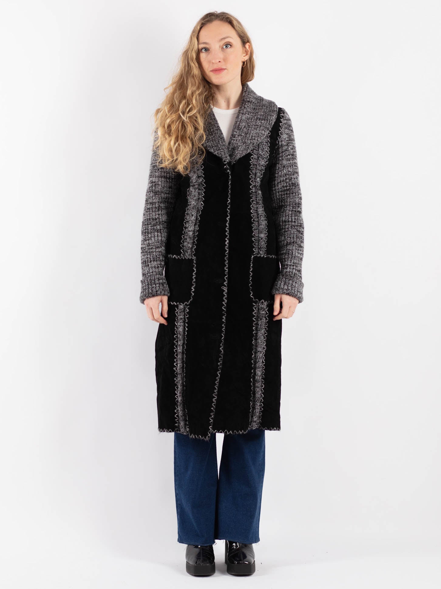 Vintage 90's Women Suede Coat in Black by Northern Grip