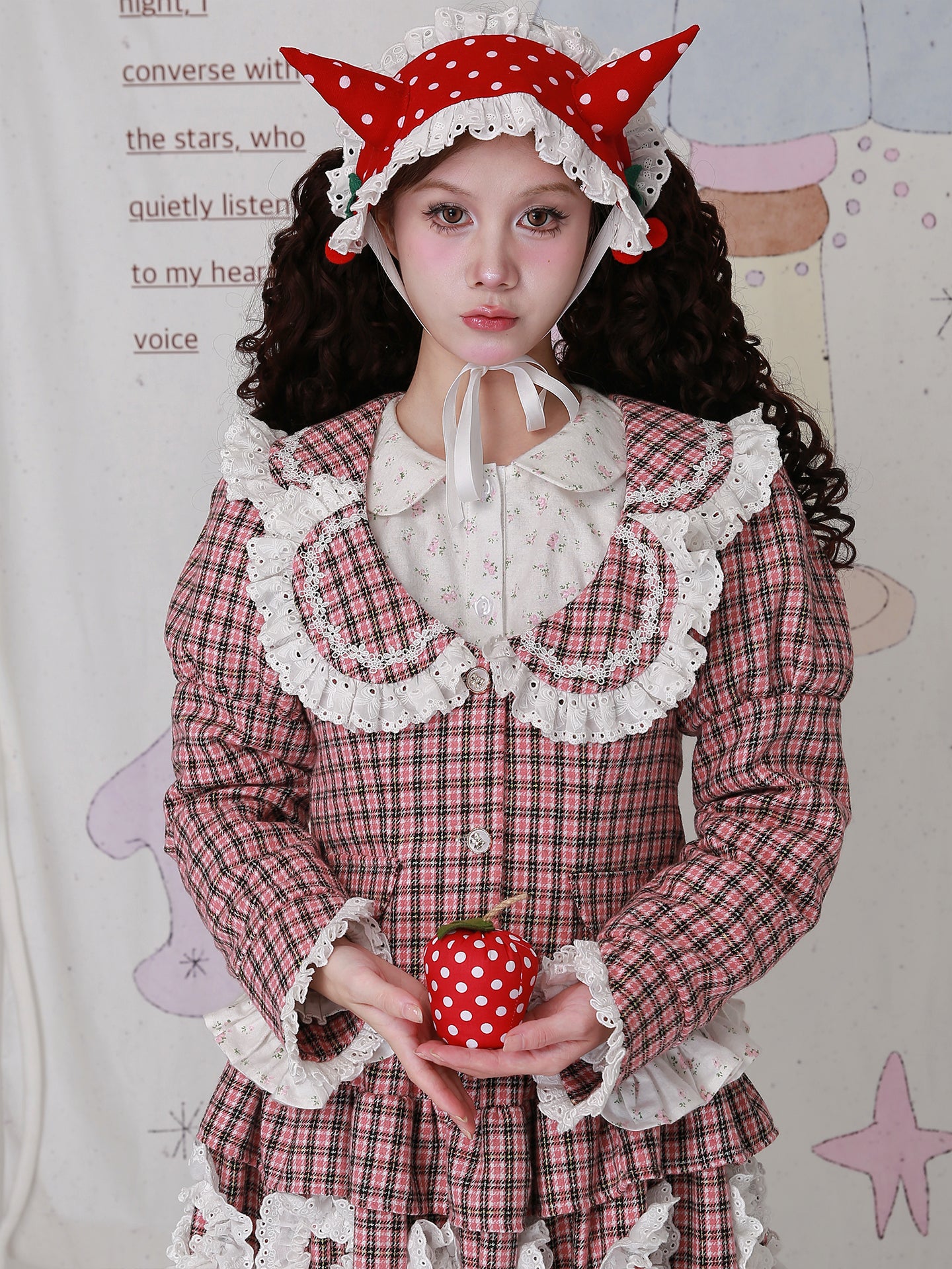 Kawaii Jacket Showa Retro Pink Plaid Lolita Autumn Winter - SOS MEME CLUB by Land Decora