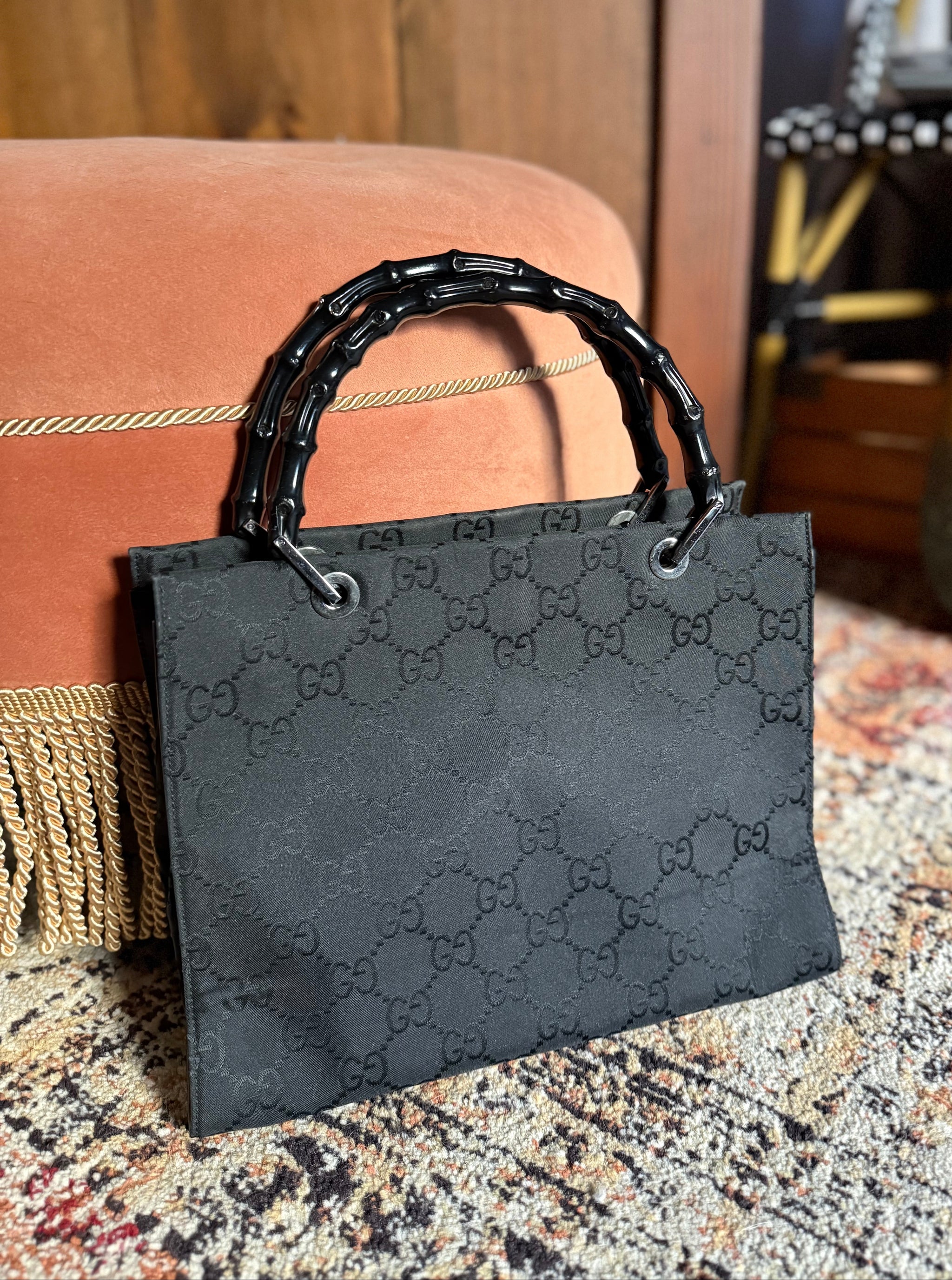 Gucci Monogram Bamboo Tote by The Vintage New Yorker