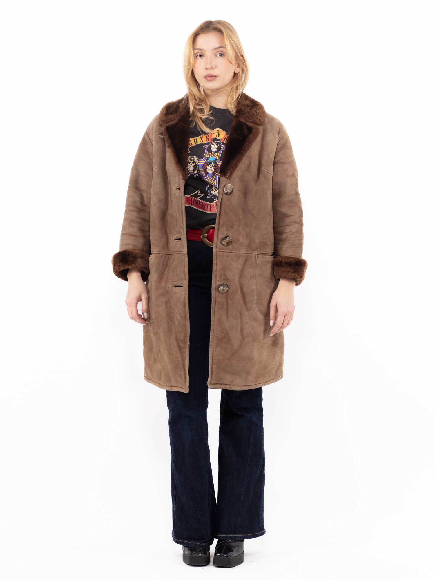 Vintage 70's Women Suede Coat in Brown by Northern Grip