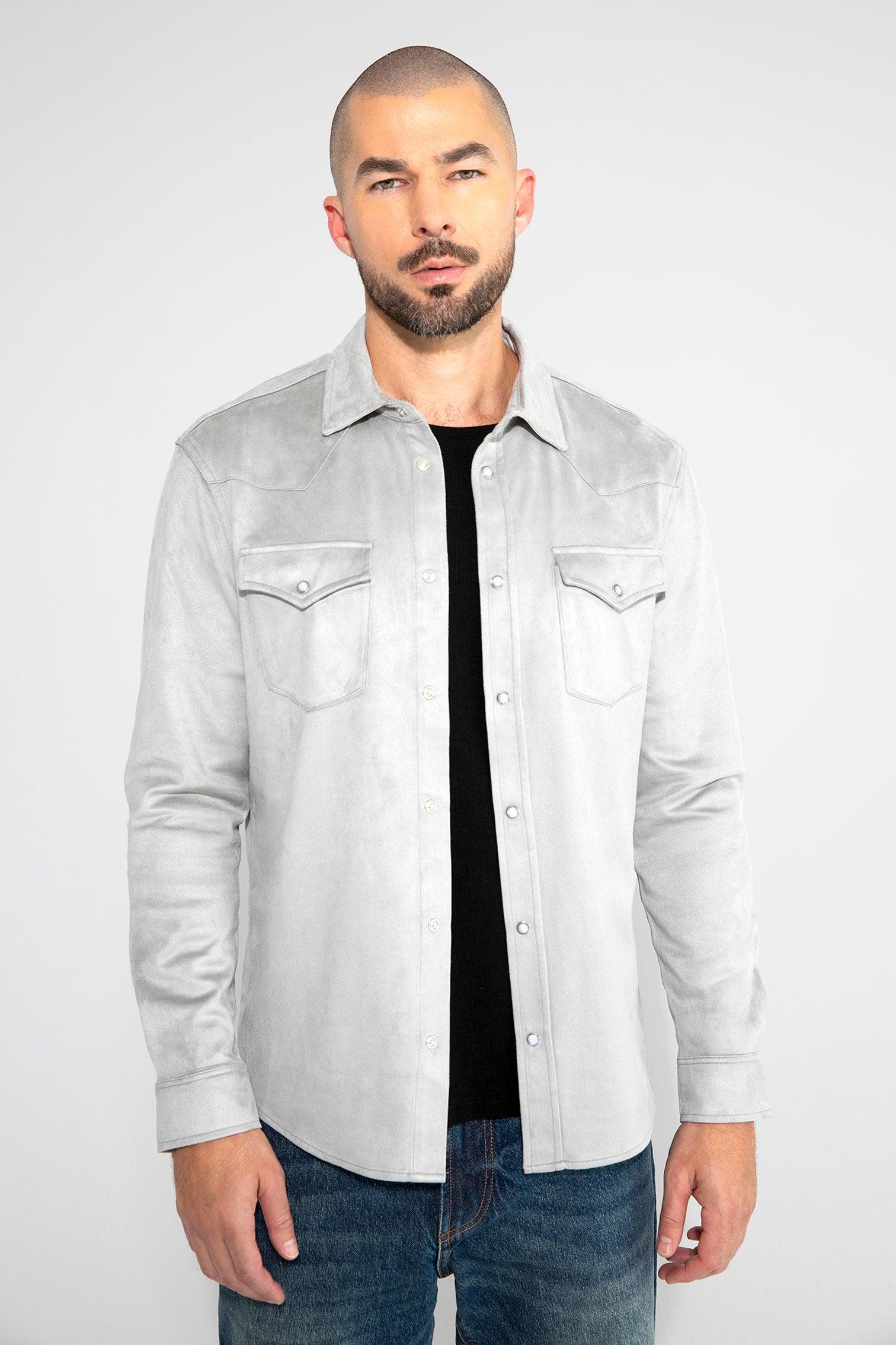 Eastwood Butter Suede Steel Stretch Western Shirt by MONFRERE