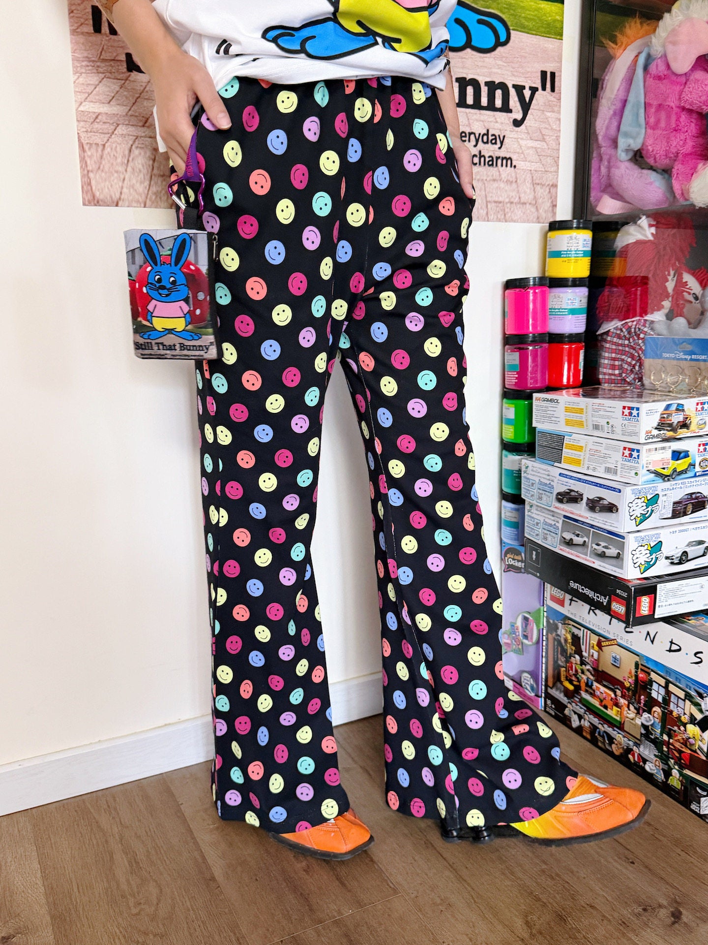 Harajuku Smiley Flare Pants - bunnybunnygun by Land Decora