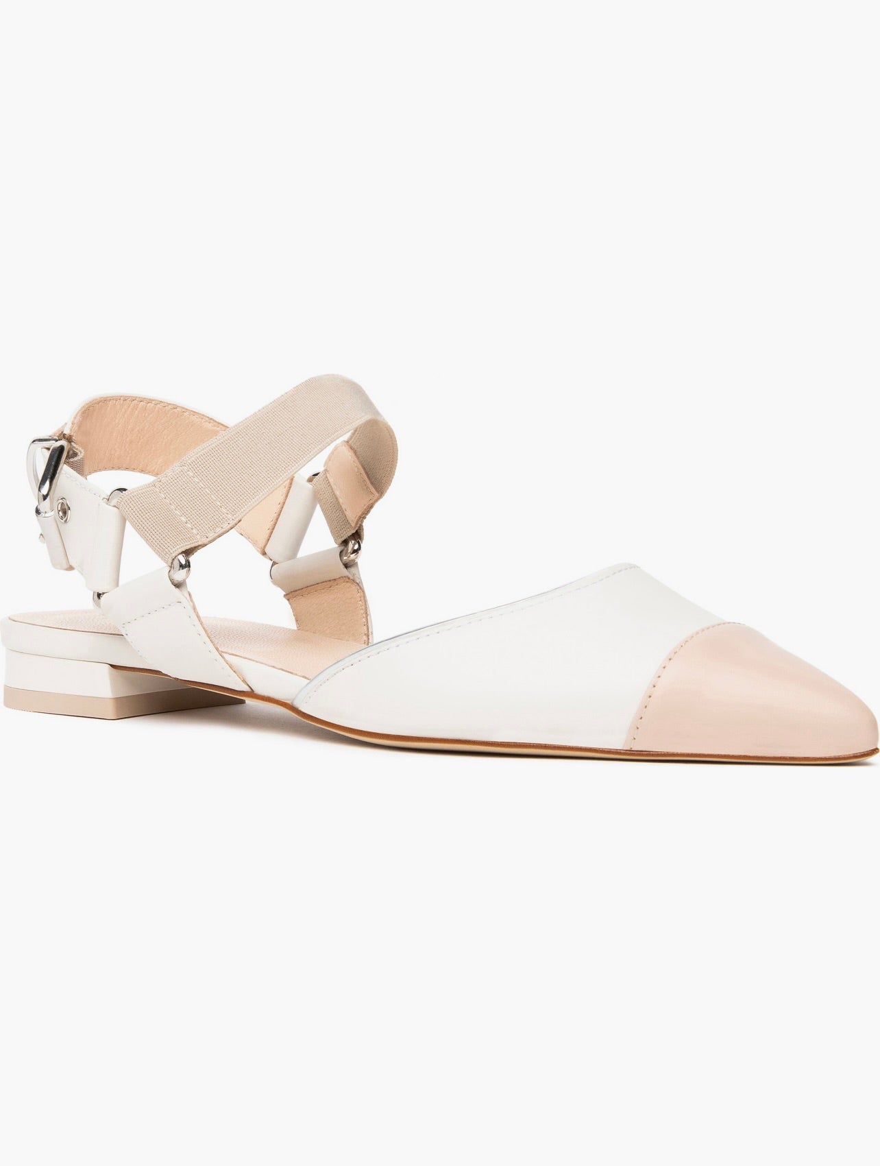 NeroGiardini Pointed-Toe Flats in White Blush by Sierra Deene