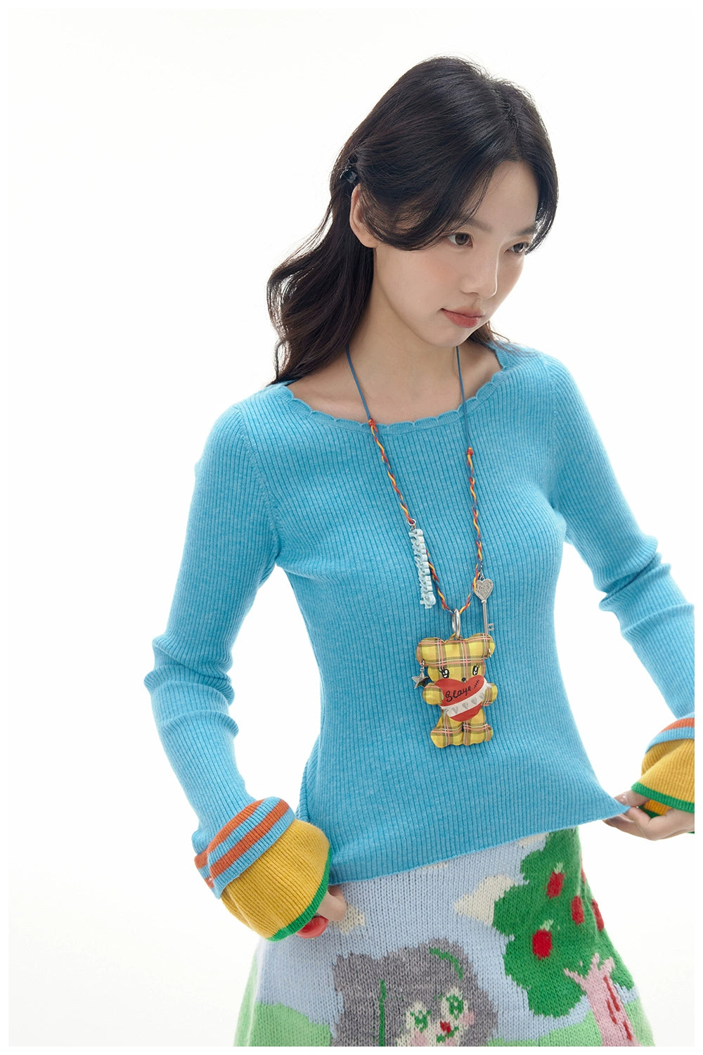 Harajuku Sweater Decora Kei Acid Blue Knitted Sweater | Tntntutu by Land Decora