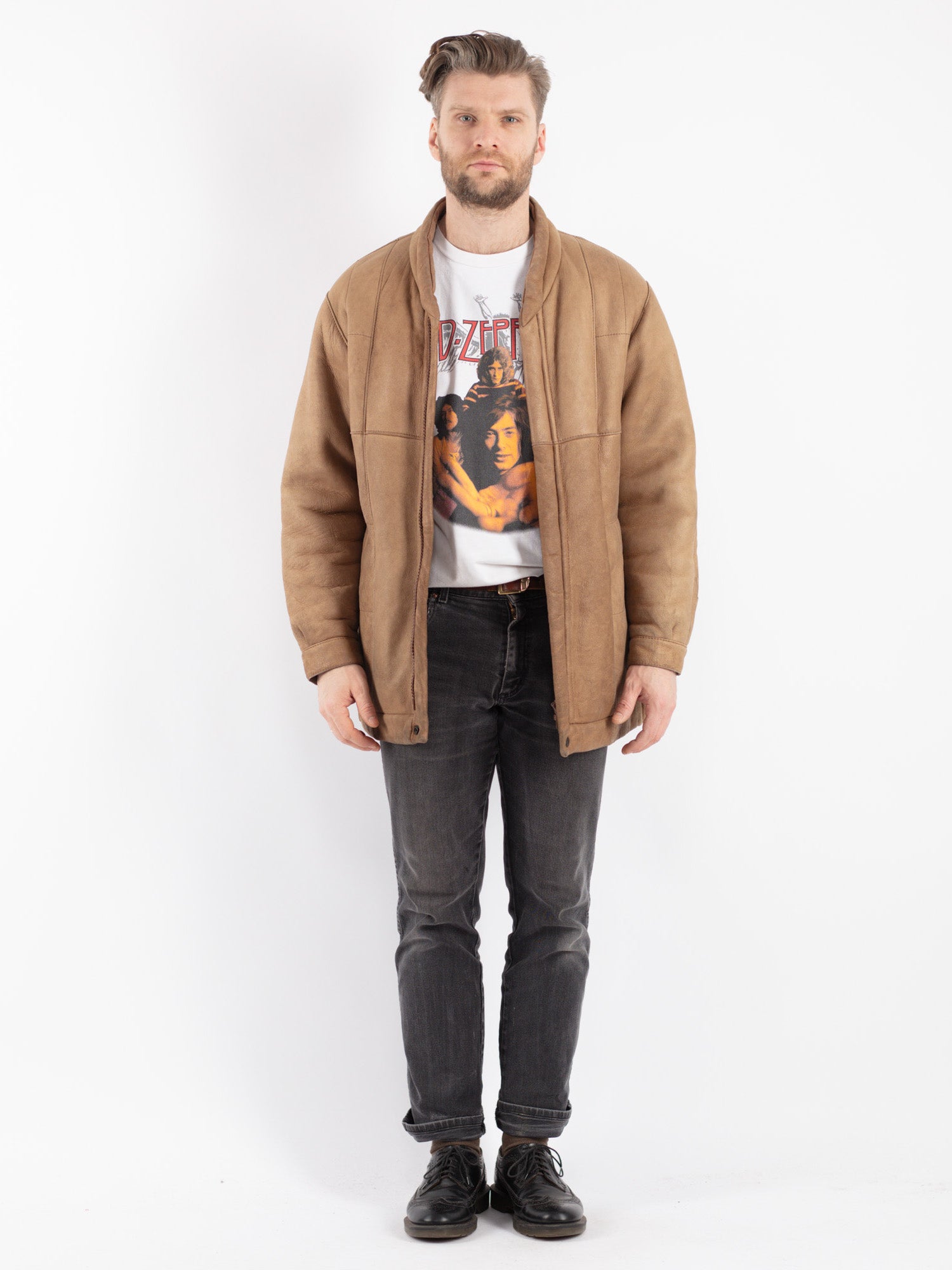 Vintage 80's Men Sheepskin Jacket in Beige by Northern Grip