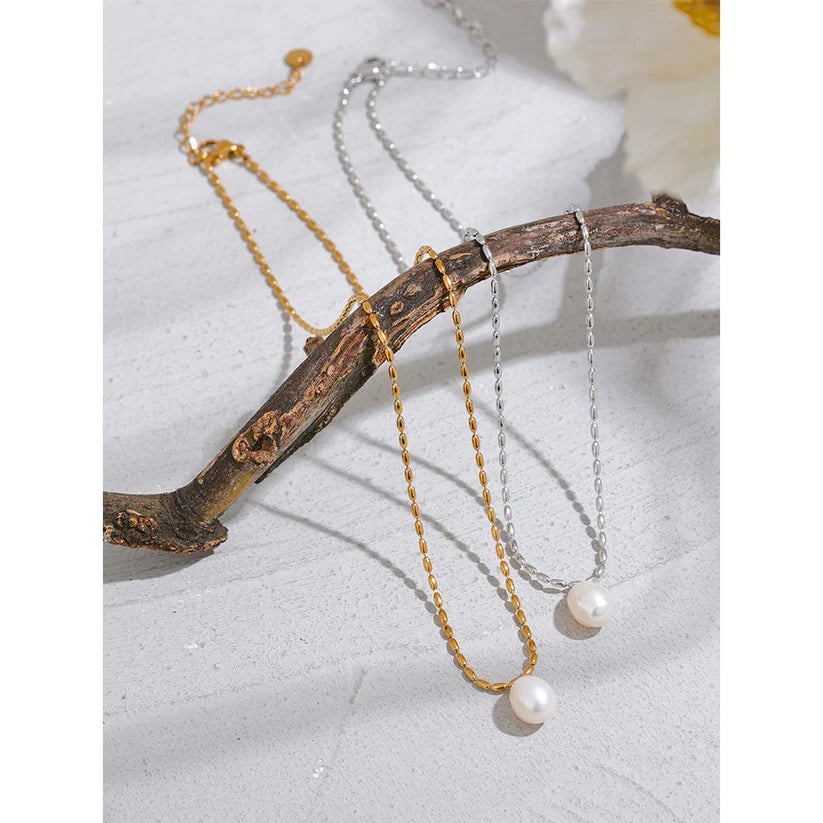 LORNA PEARL NECKLACE IN WHITE GOLD (WATERPROOF & 18K WHITE GOLD FILLED by RAËLIV