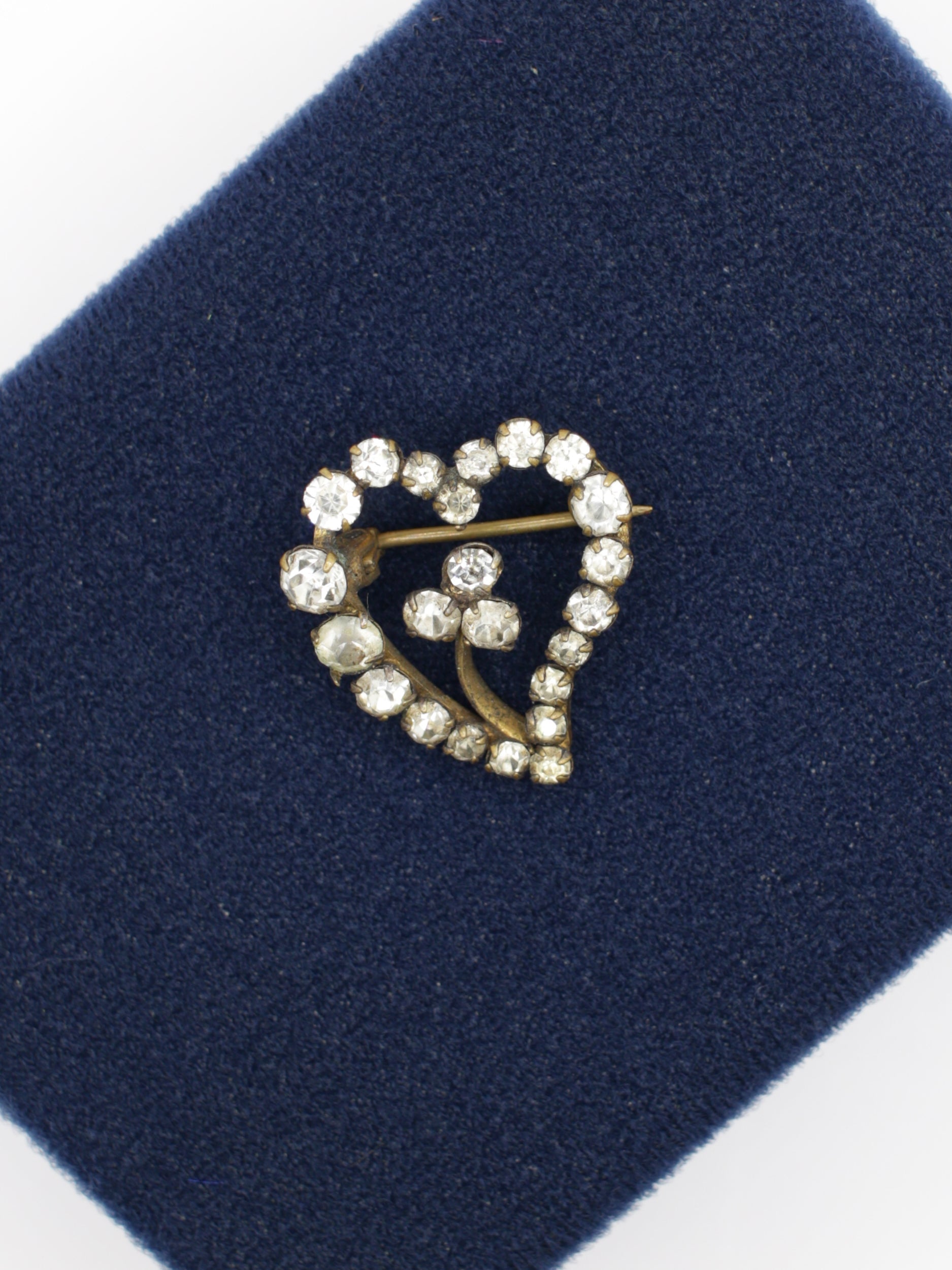 Vintage 20's Art Deco Rhinestone Heart Brooch by Northern Grip