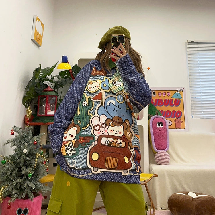 Kidcore Sweater – Cute Loose Print – BIBULU by Land Decora