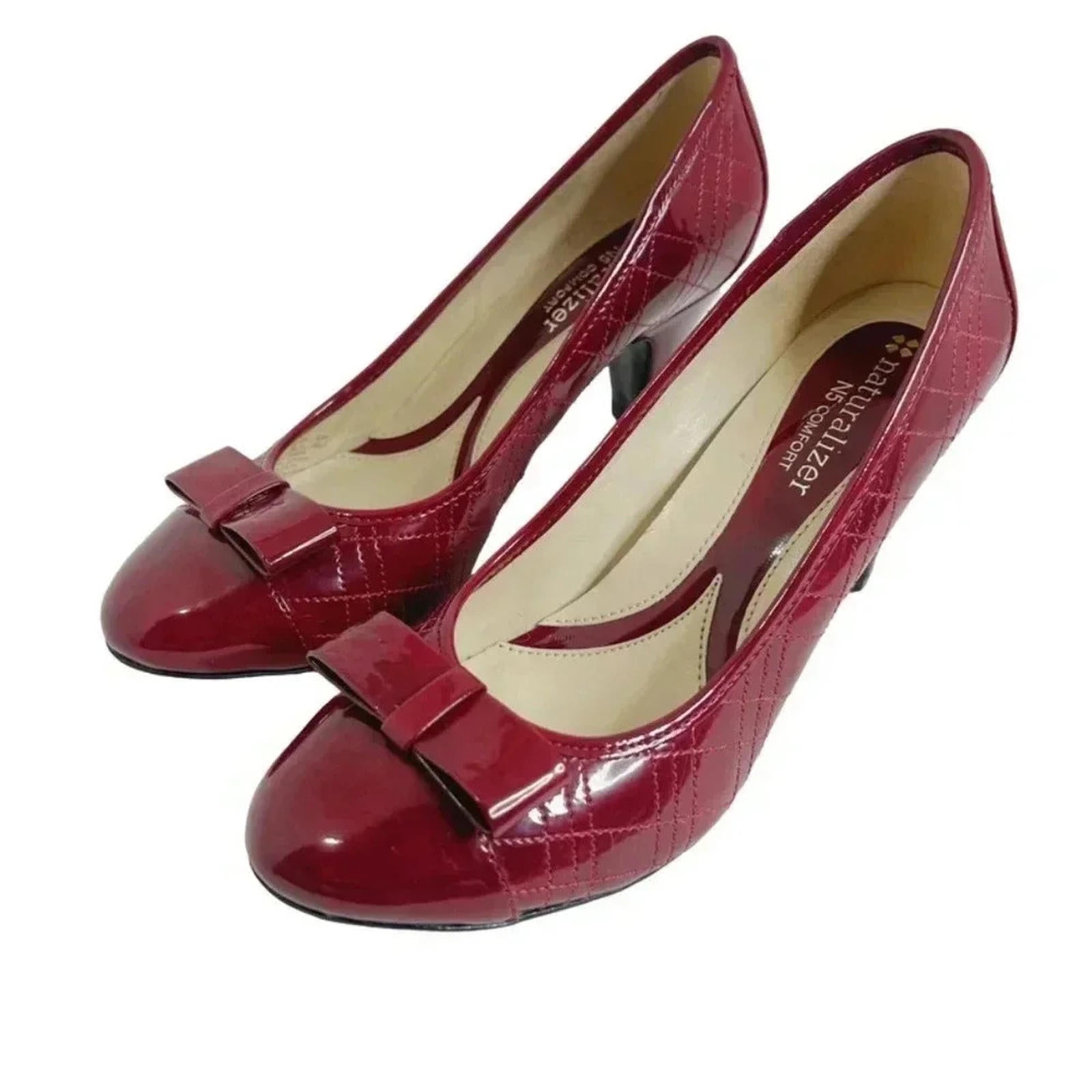 Naturalizer Brazen Red Quilted Patent Leather Heels Pumps Women's Size by Hot Girl Secondhand