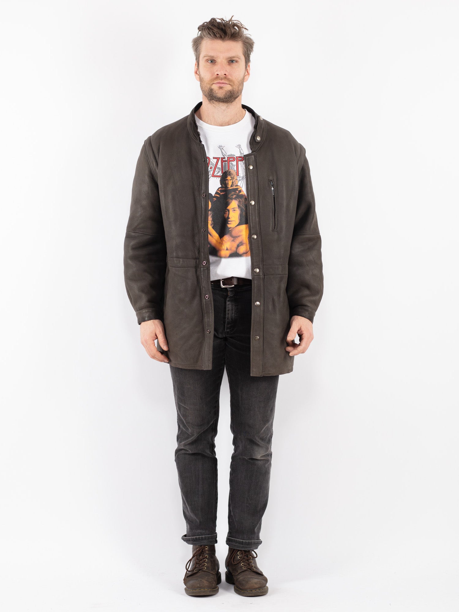 Vintage 90's Men Sheepskin Coat in Gray by Northern Grip