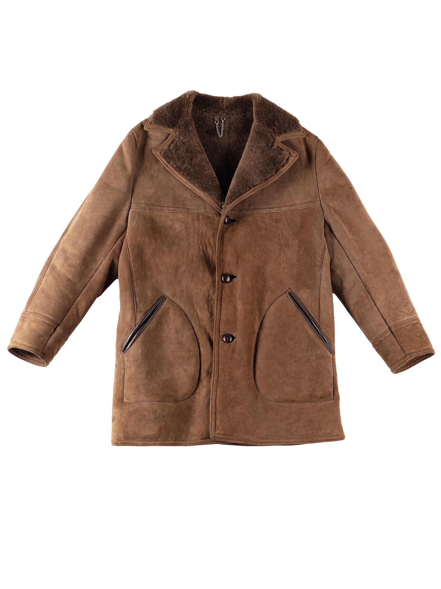 Vintage 80's Men Sheepskin Coat in Brown by Northern Grip