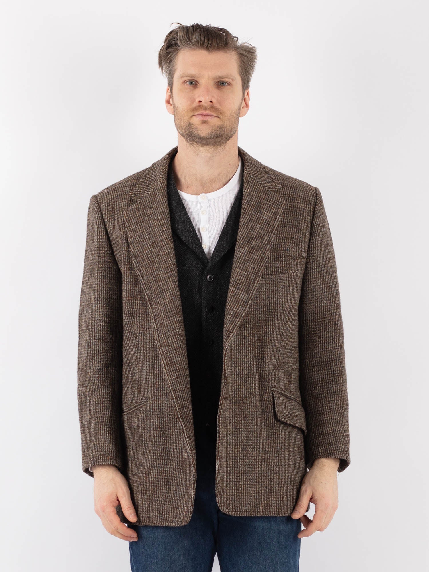 Vintage 90's Men Harris Tweed Jacket in Brown by Northern Grip