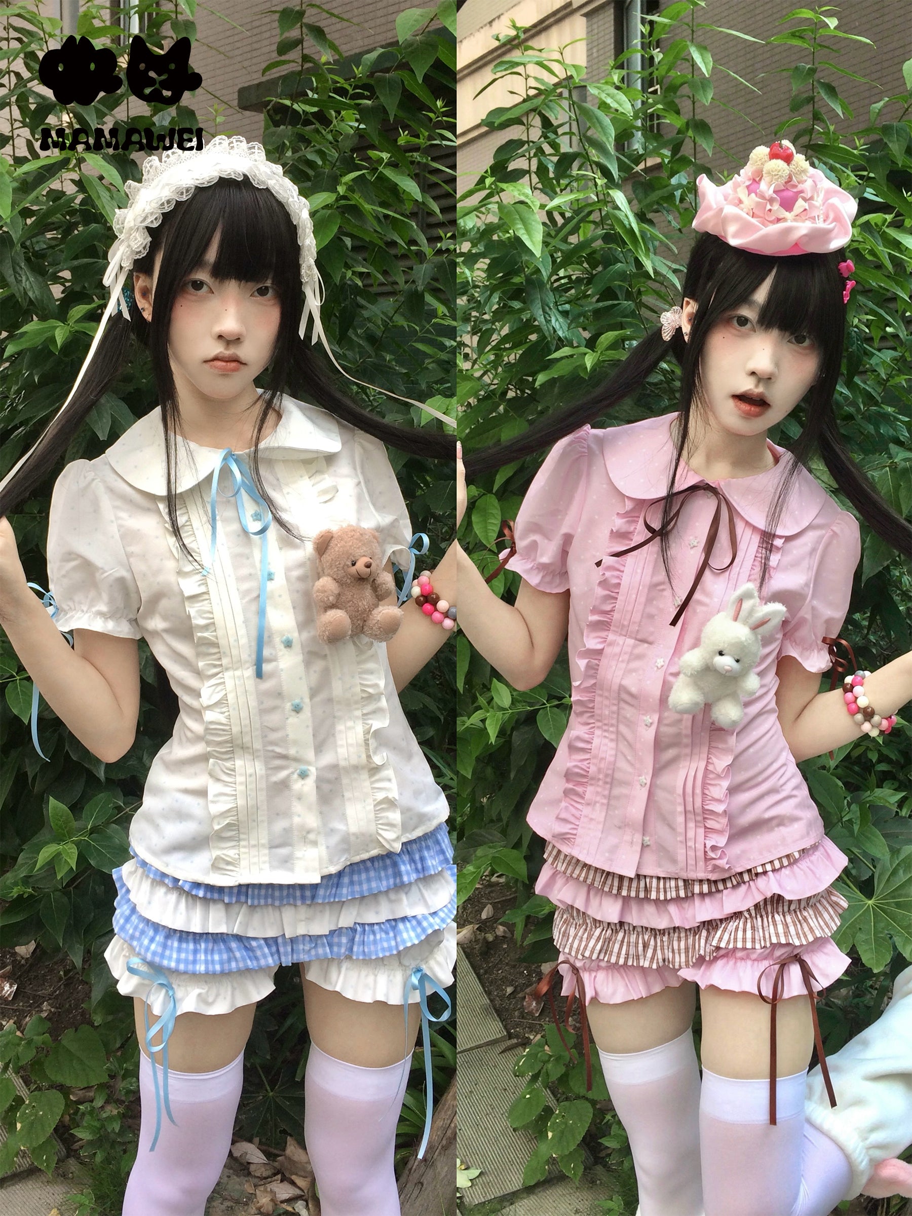 Kawaii Printed Blouse & Cake Skirt-Pants Set - MAMAWEI by Land Decora