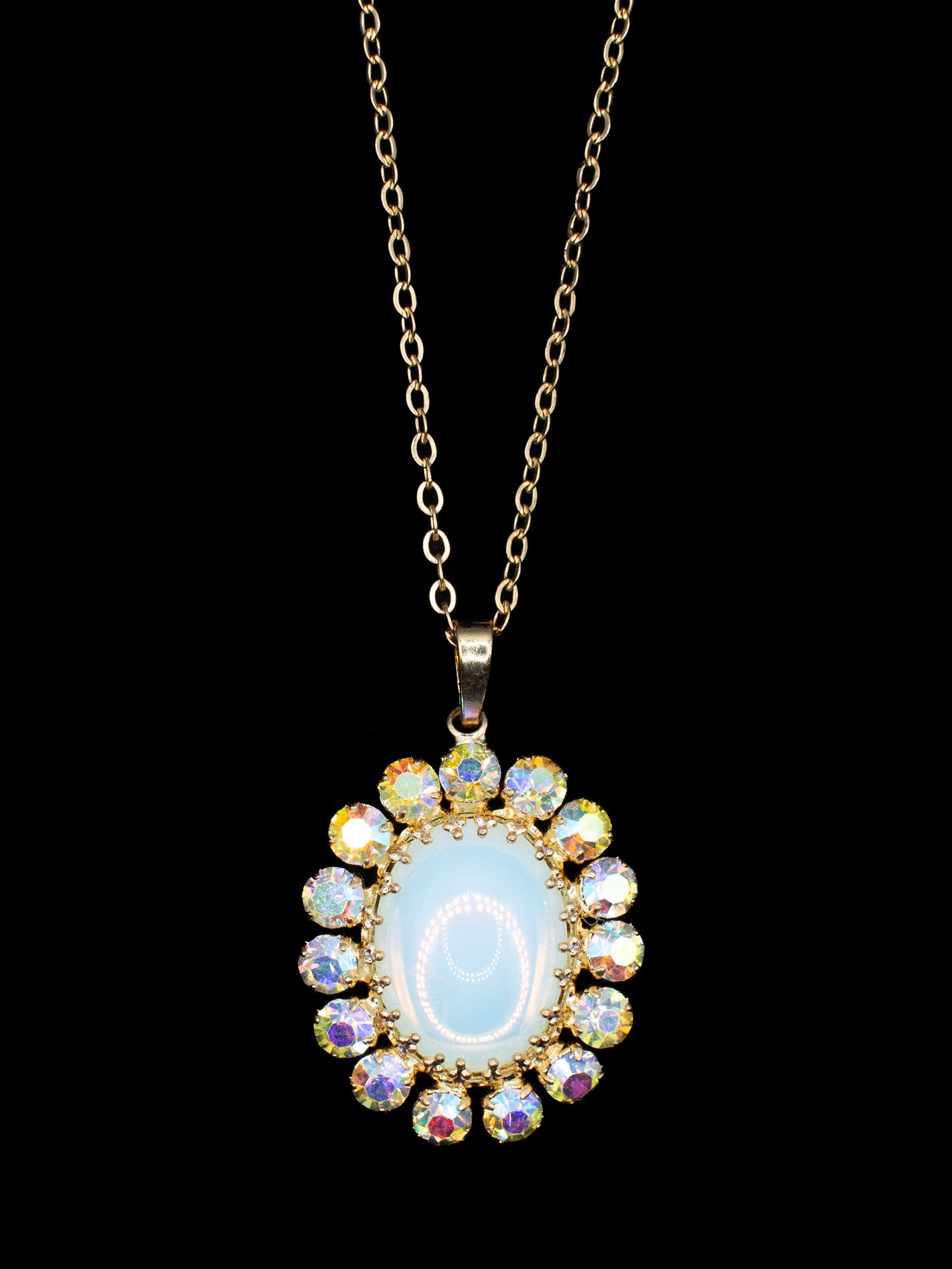Vintage 60's Opaline Glass Pendant Necklace by Northern Grip