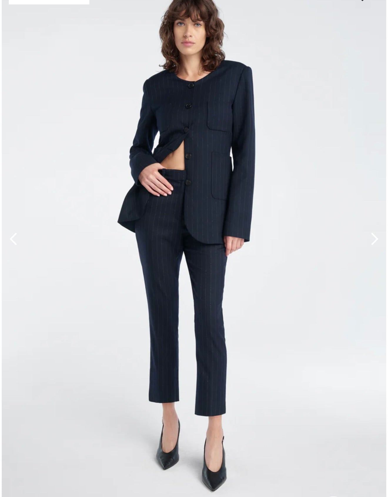 Favorite Daughter The Favorite Cigarette Pant in Navy Pinstripe by Sierra Deene