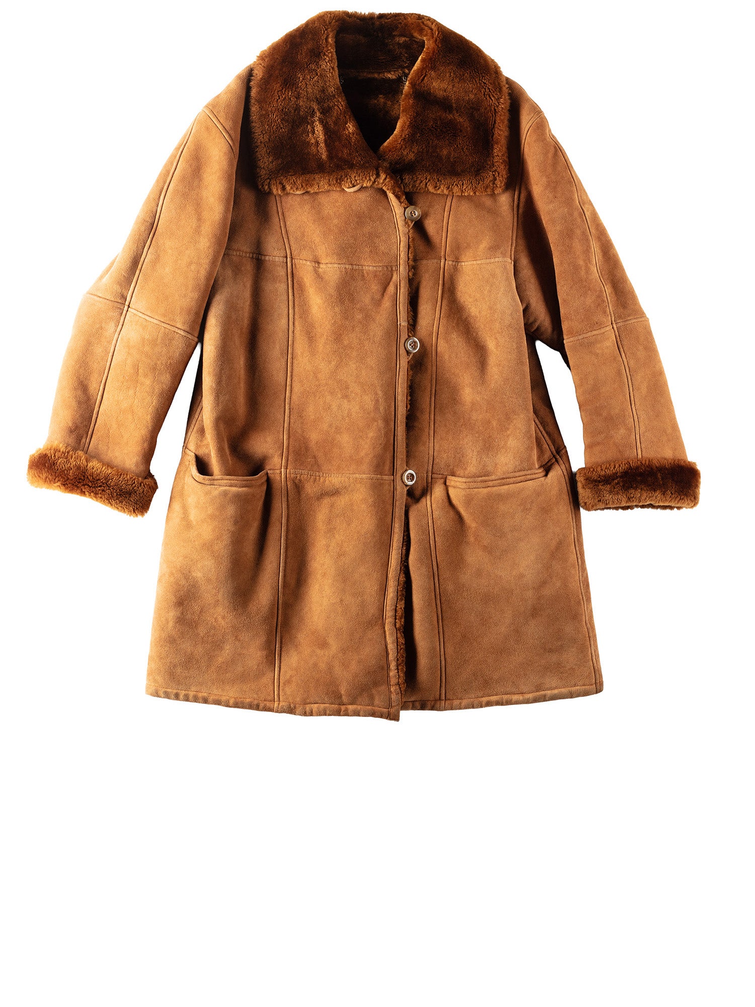 Vintage 80's Women Sheepskin Shearling Coat in Brown by Northern Grip