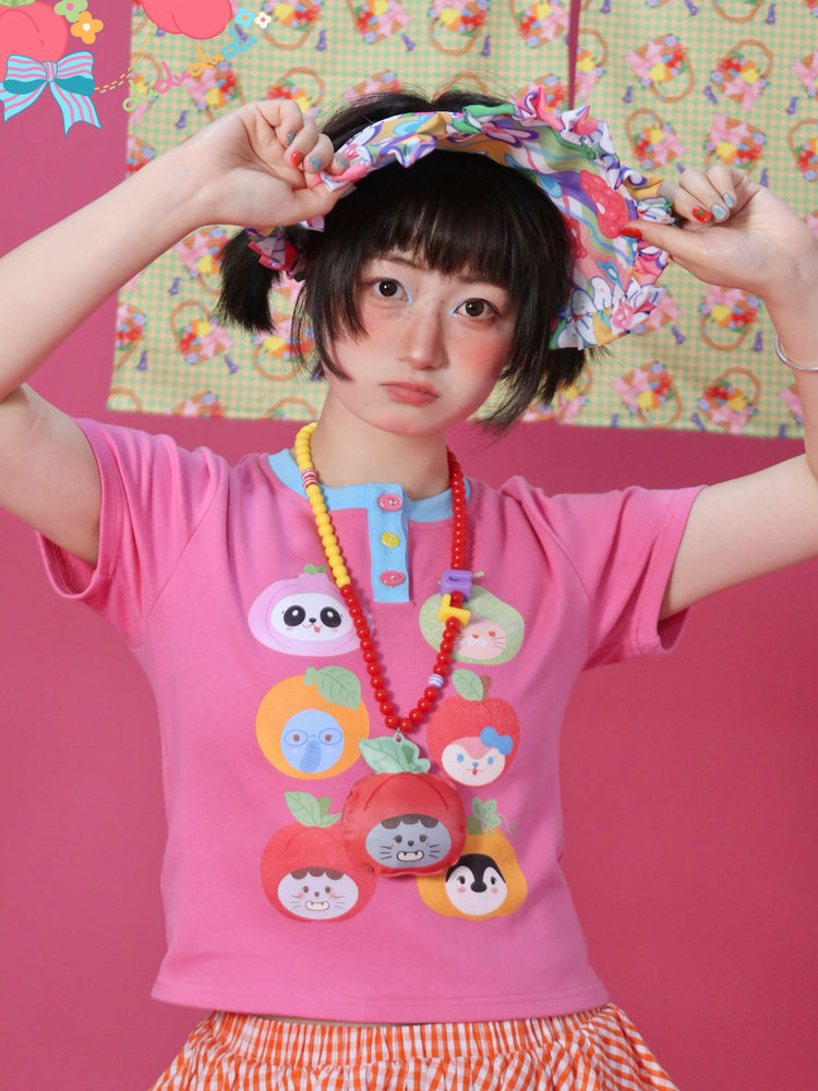 Decora Kei Colorblock Tee – Animal Mask Print – Lulululu by Land Decora