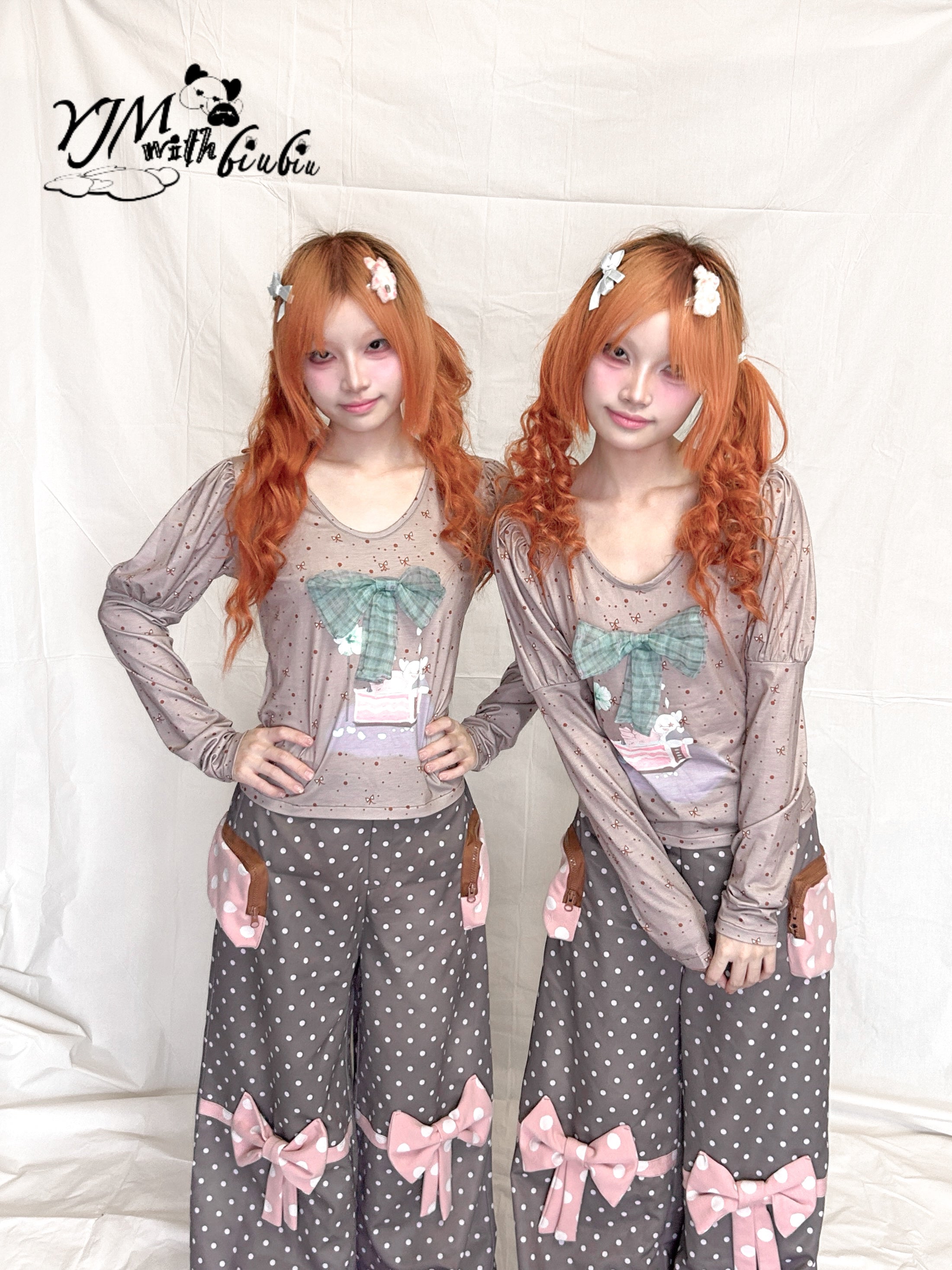 Kawaii Long Sleeve Blouse Bubble Sleeves Sweet Cake Design - YJM with biubiu by Land Decora