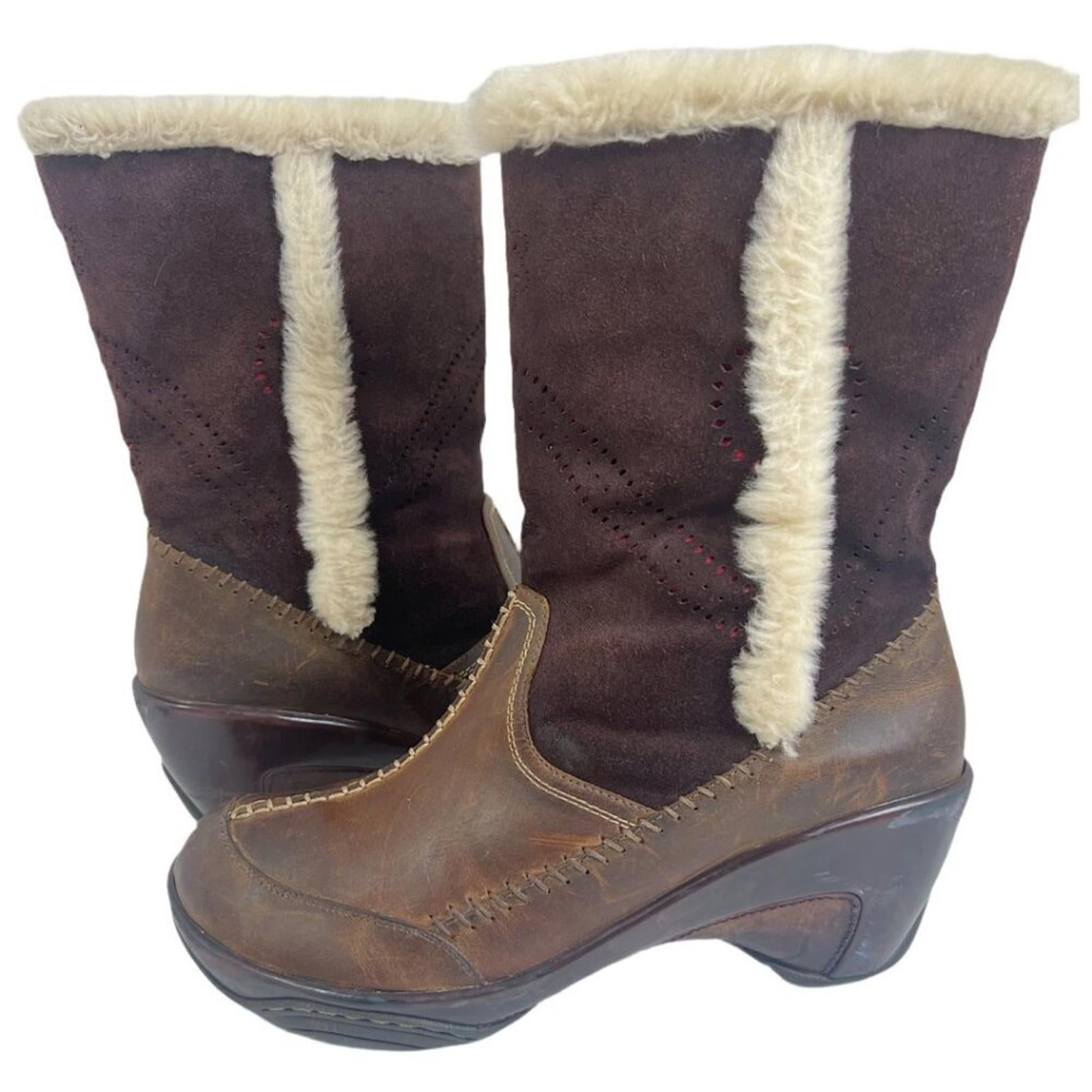 y2k Vintage J-41 Adventure on Naples Brown Leather and Faux Fur Boots by Hot Girl Secondhand