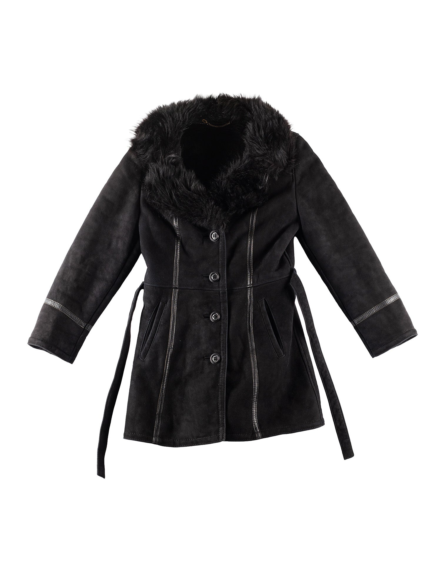 Vintage 70's Women Sheepskin Penny Lane Coat in Black by Northern Grip