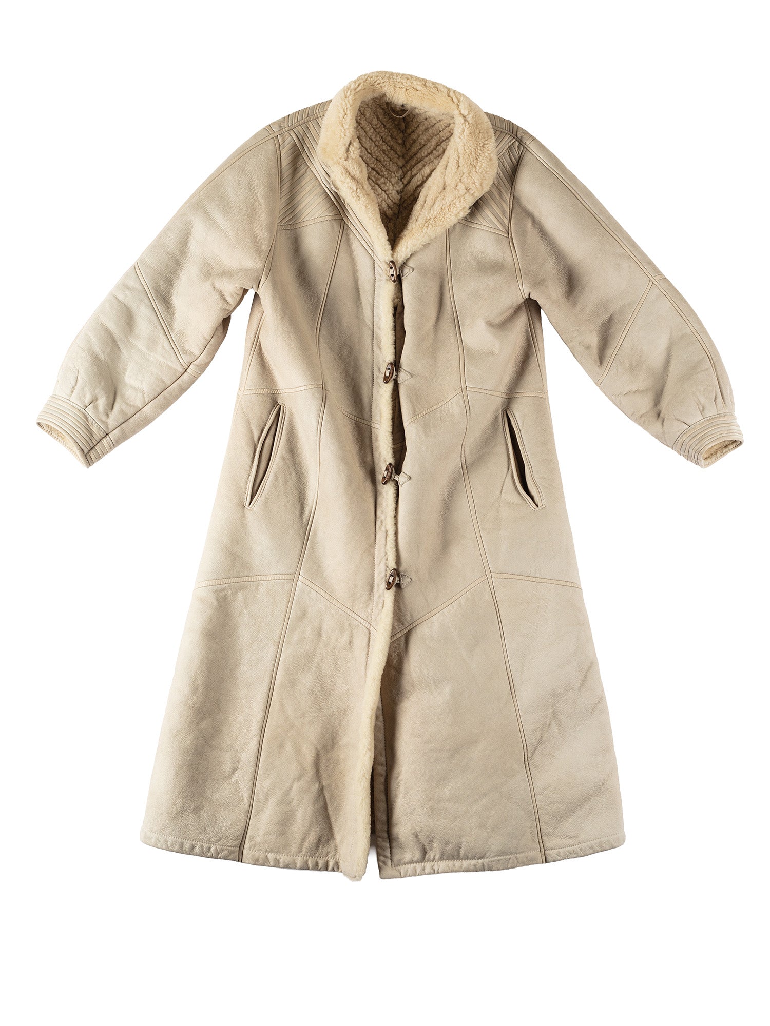 Vintage 70's Women Penny Lane Sheepskin Coat in Beige by Northern Grip