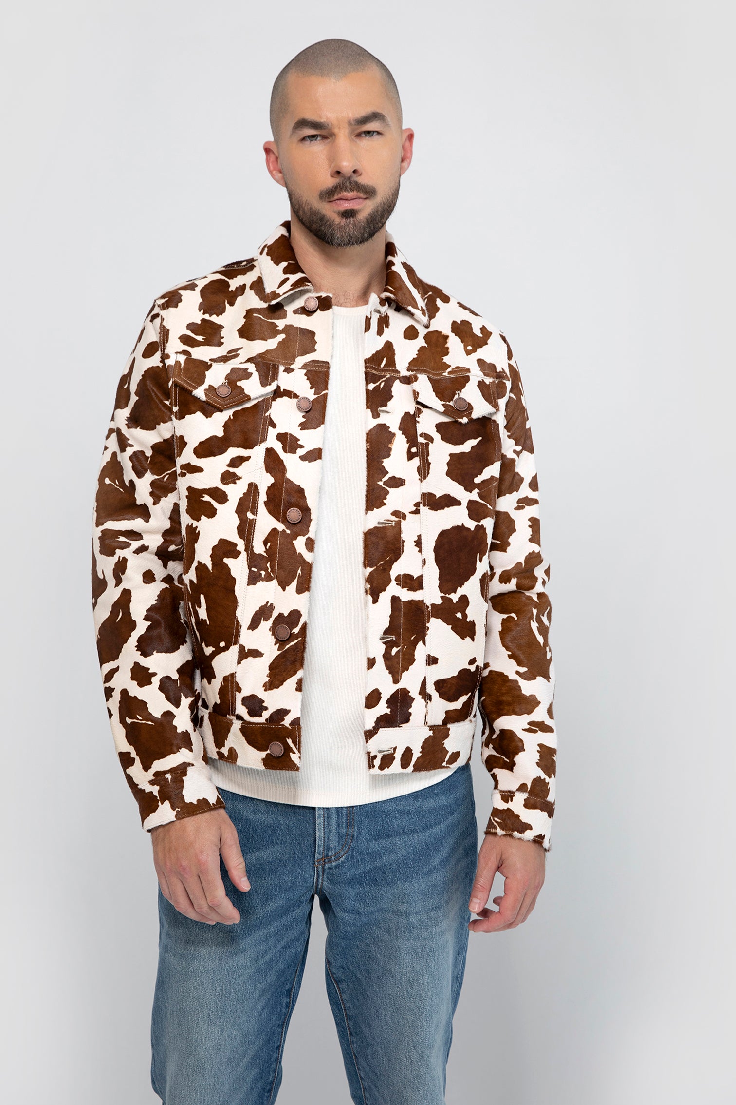 Dean Cowhide Leather Trucker Jacket by MONFRERE