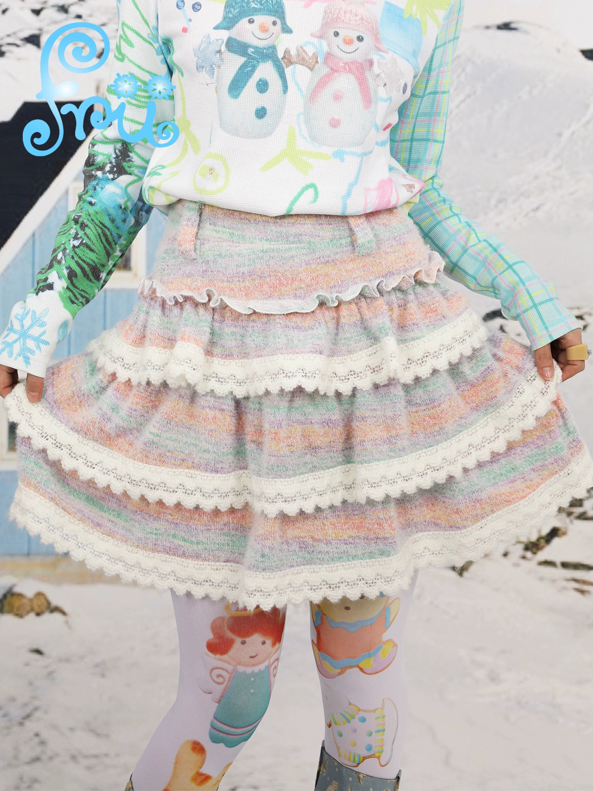 Harajuku Skirt Winter Tiered Skirt - FruFru by Land Decora