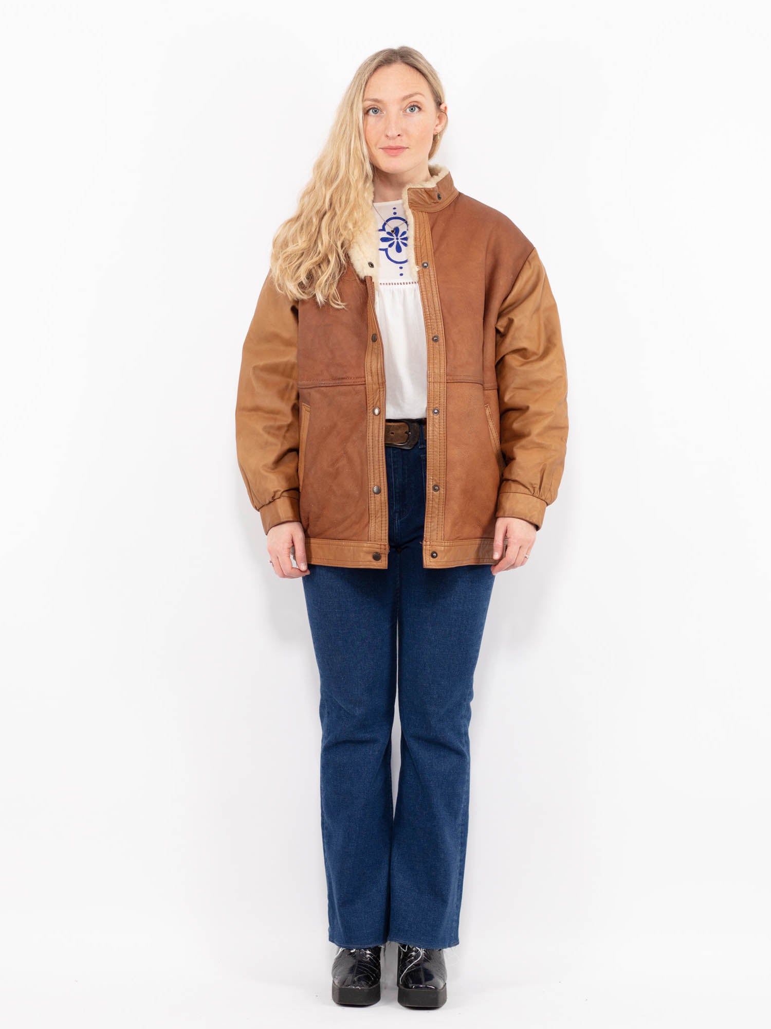 Vintage 80's Women Sheepskin Jacket in Brown by Northern Grip