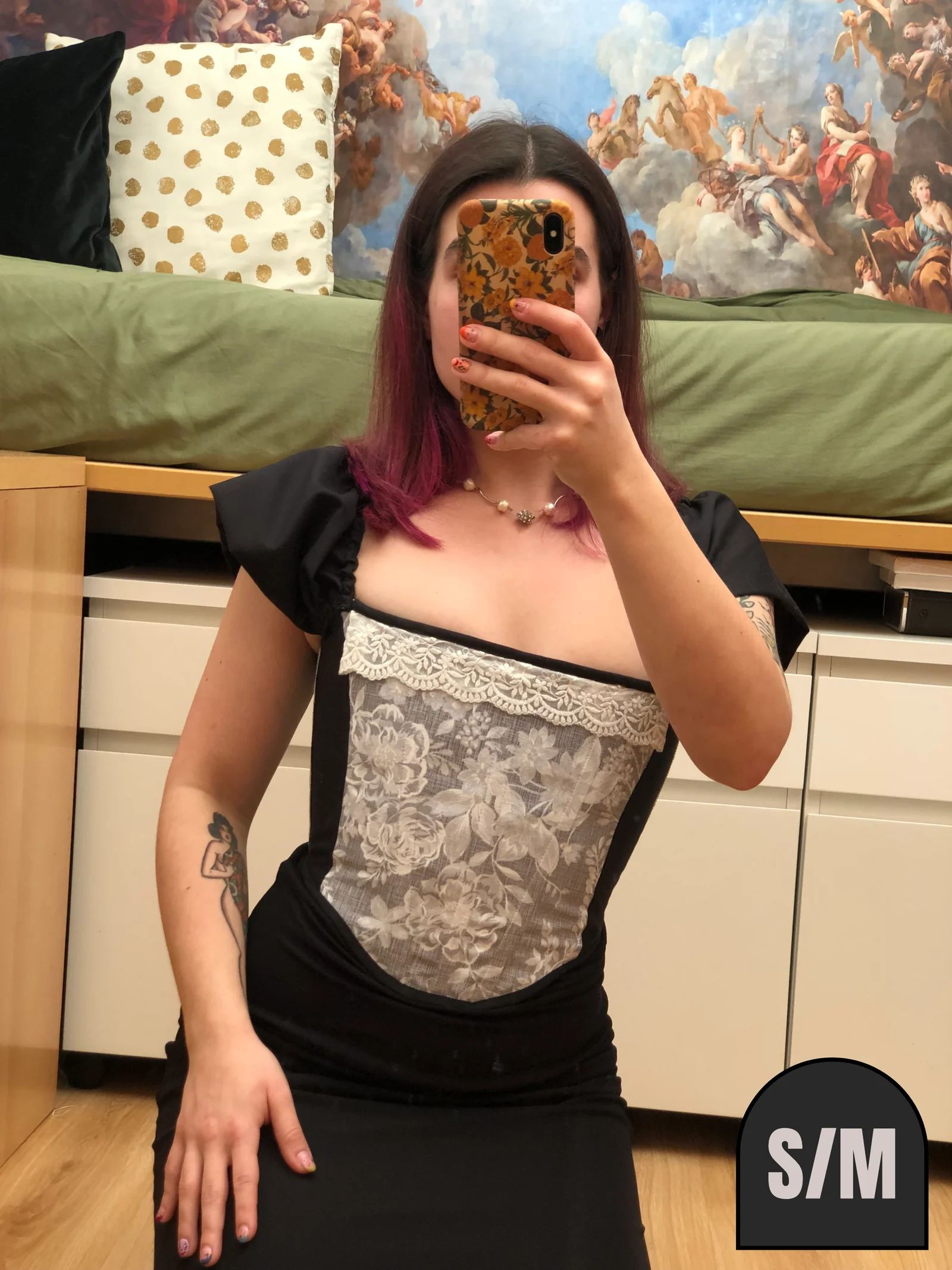Grey & Black Floral Corset by Emjota Studio