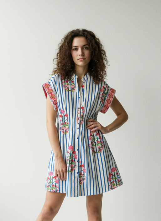 STRIPED GARDEN YANA DRESS by Maude Vivante