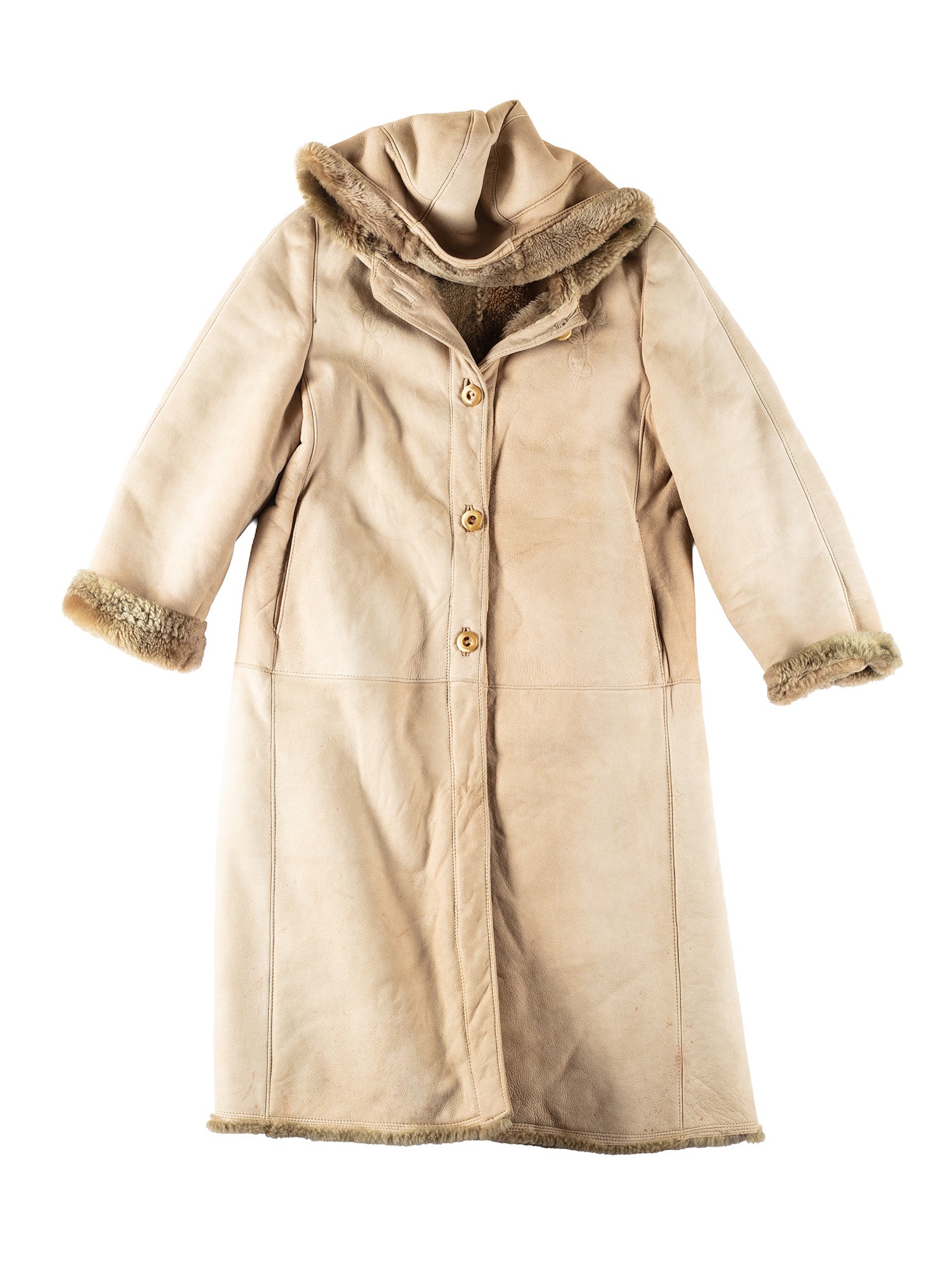 Vintage 80's Women Sheepskin Coat in Beige by Northern Grip