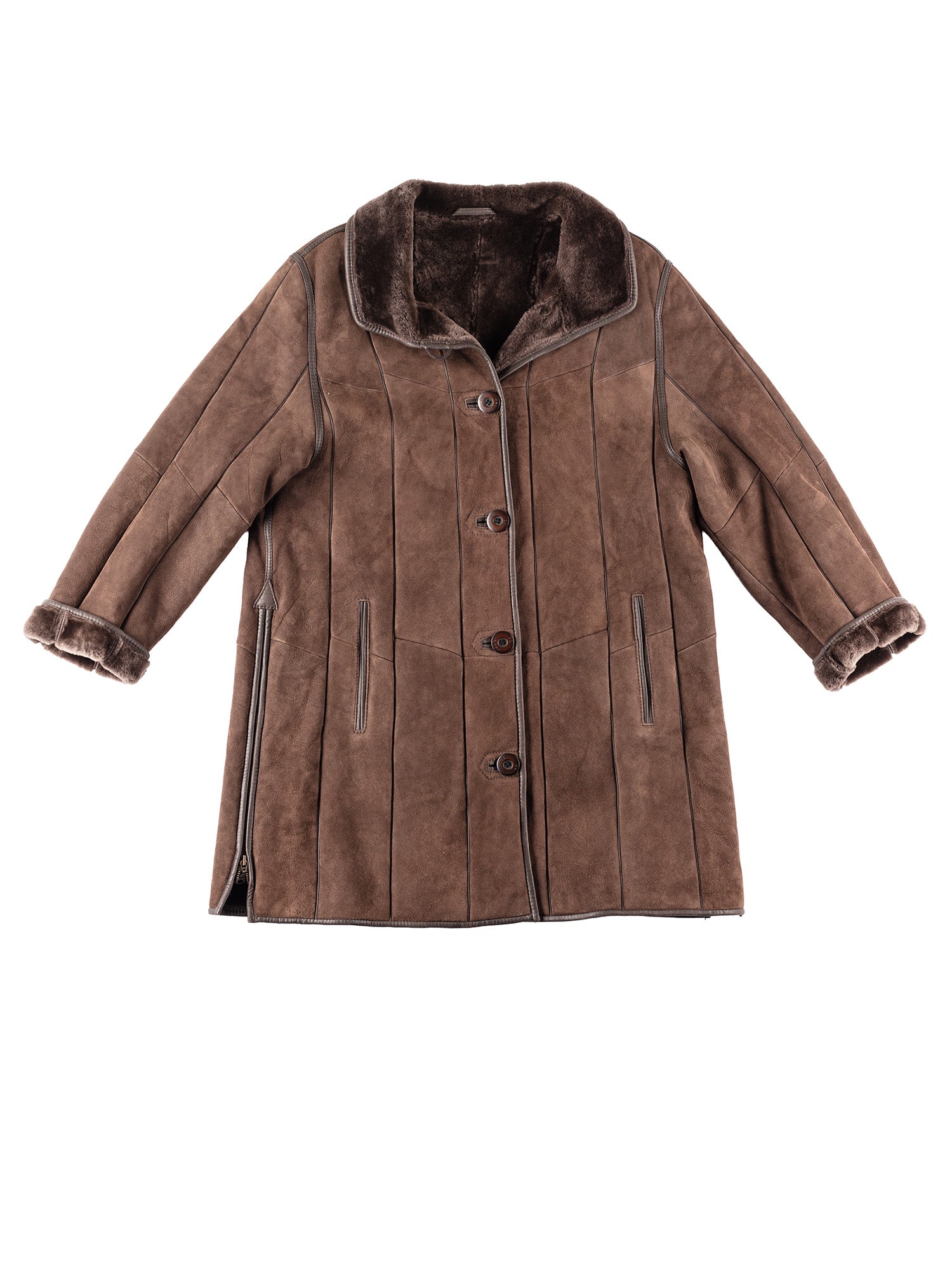 Vintage 80's Women Sheepskin Coat in Brown by Northern Grip