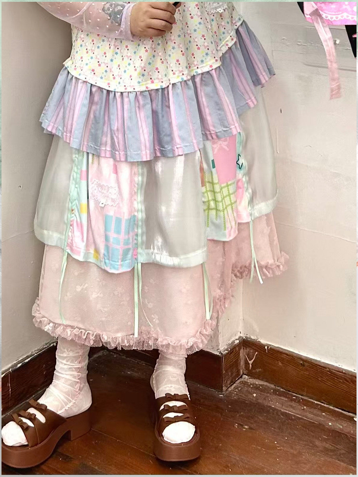 Layered Bubble Hem Maxi Skirt | Japanese Harajuku Fashion by Land Decora
