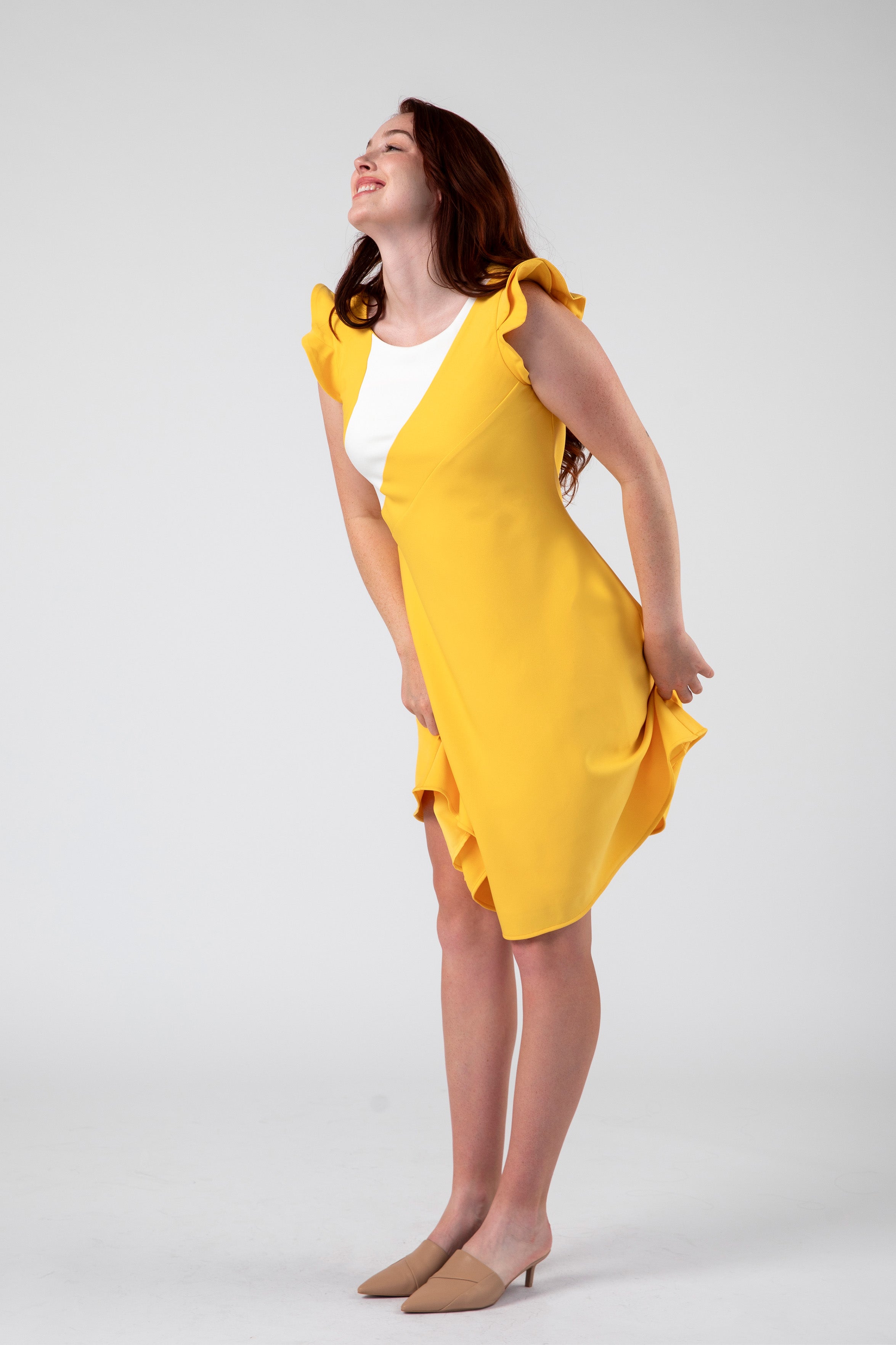 Modern Colorblock Panel Flared Dress by Point of View Label