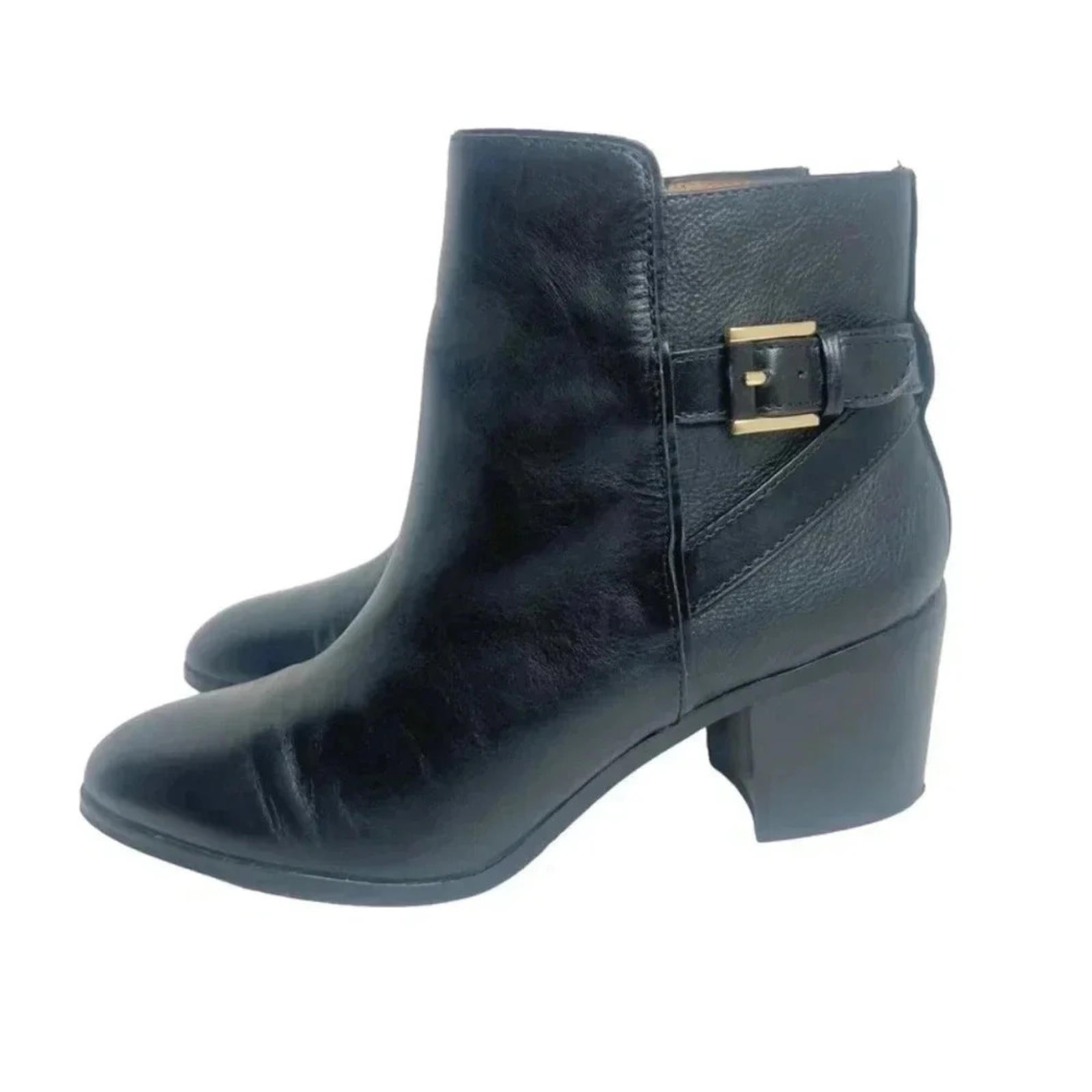 Louise Et Cie Lo Zalia Black Leather Heeled Bootie Buckled Boots Size by Hot Girl Secondhand