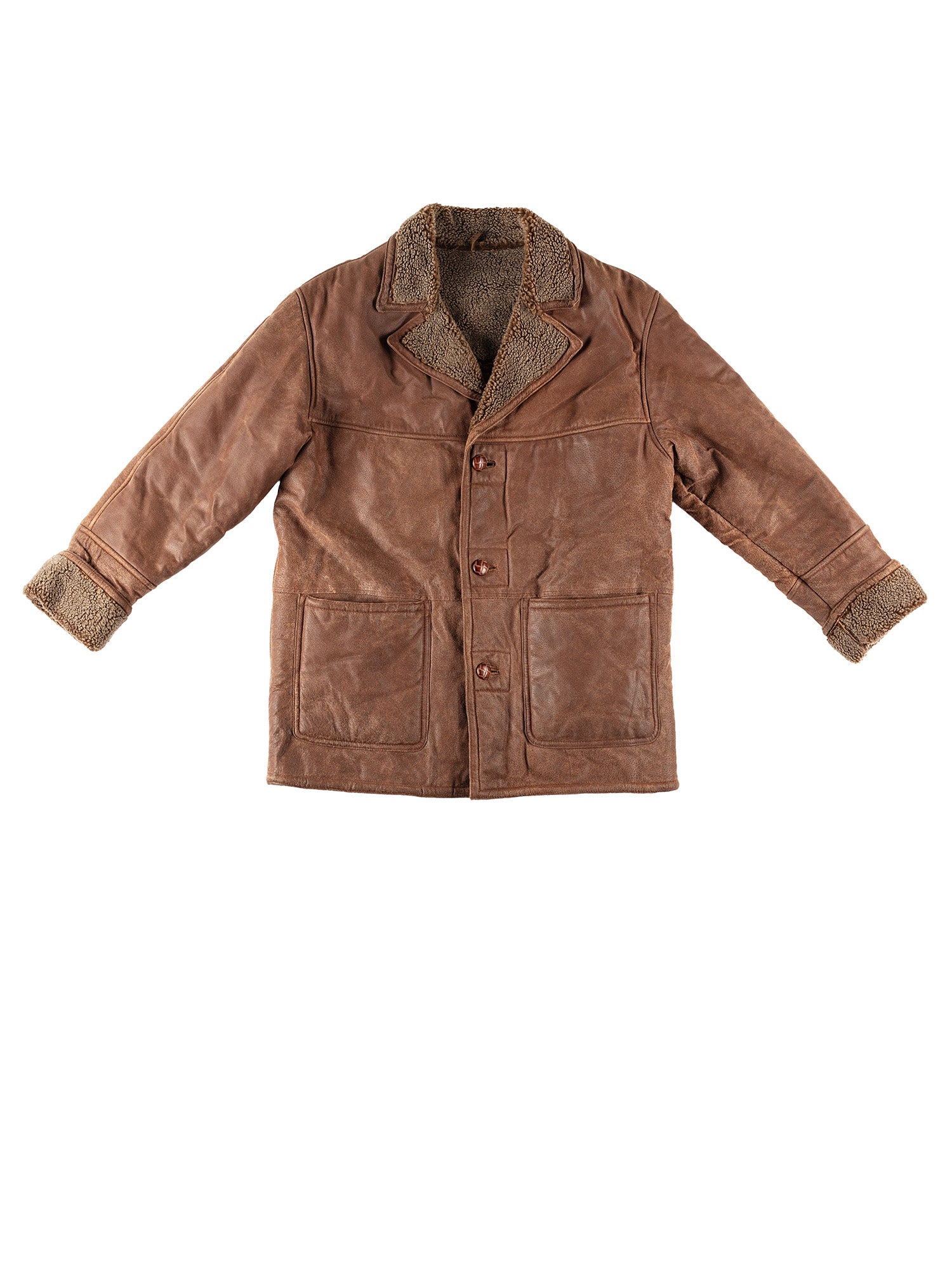 Vintage 80's Men Sheepskin Coat in Brown by Northern Grip