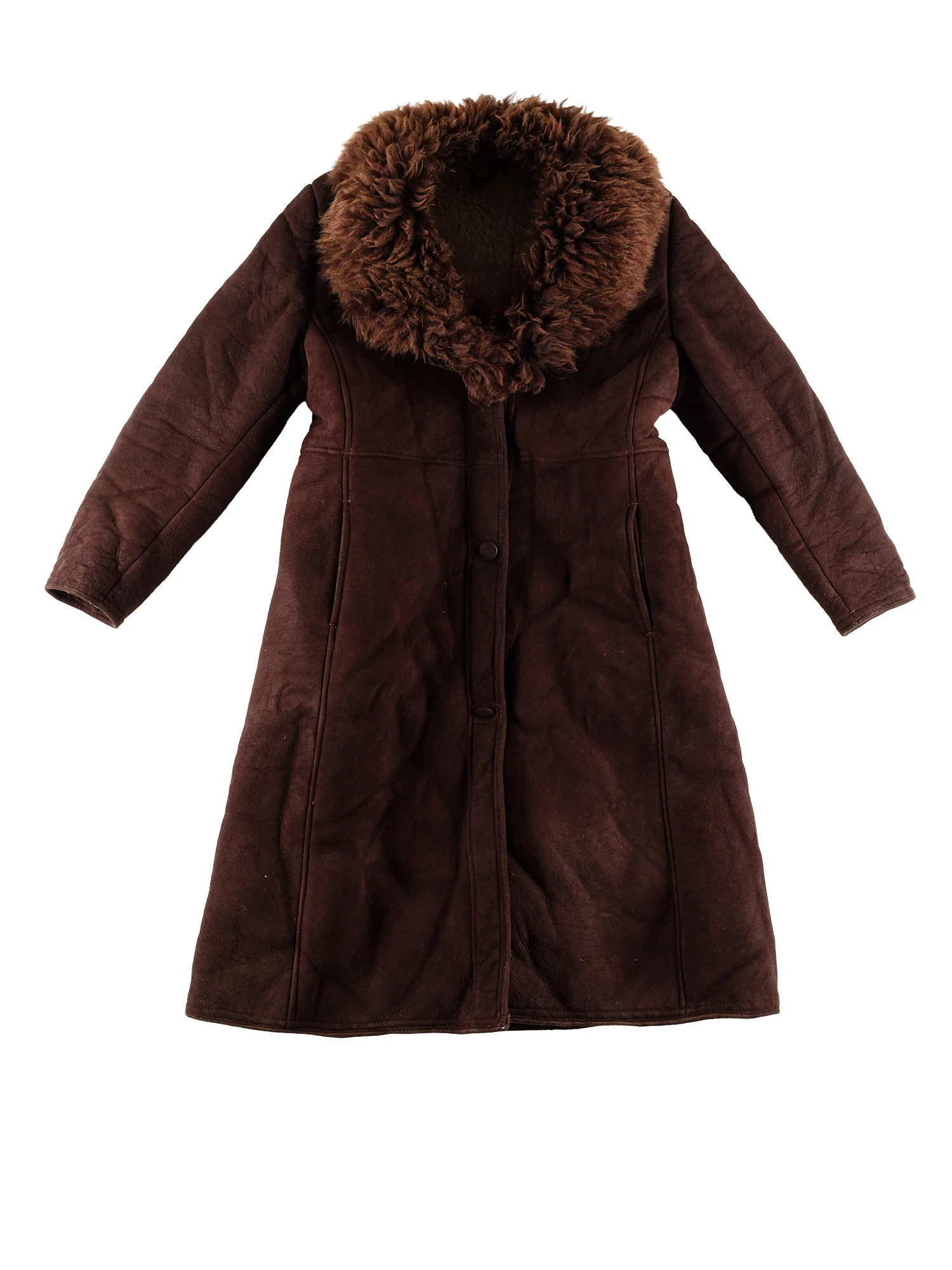 Vintage 70's Women Sheepskin Coat in Brown by Northern Grip