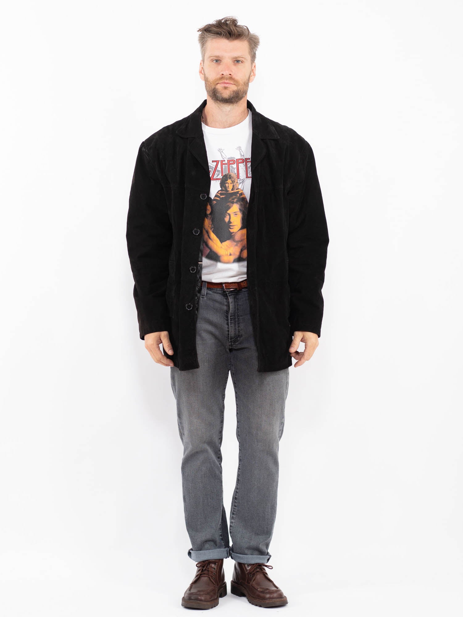 Vintage 90's Men Suede Coat in Black by Northern Grip