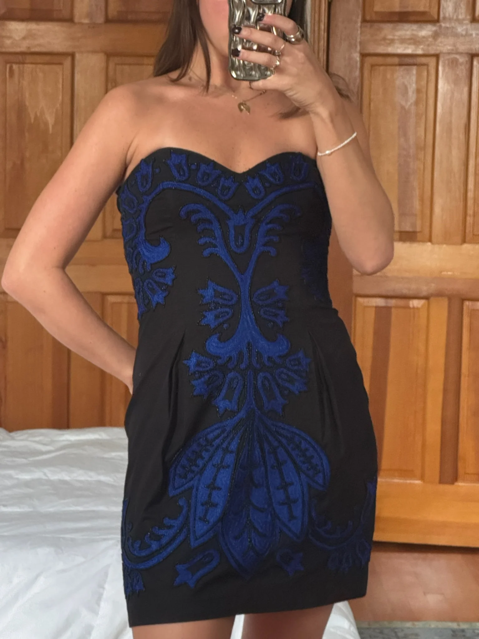 french connection | beaded strapless mini dress by Honeybear Vintage