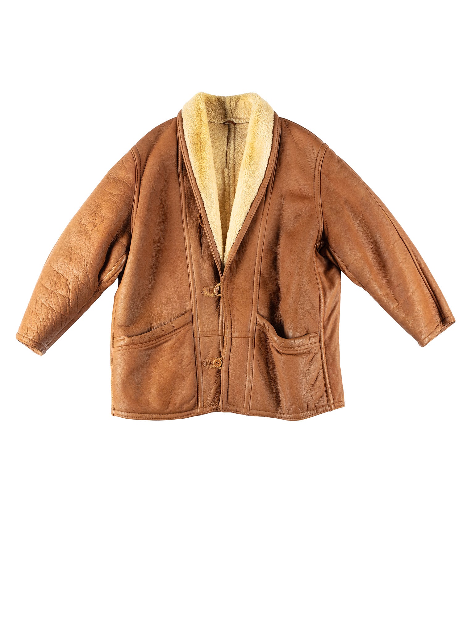 Vintage 80's Men Sheepskin Coat in Brown by Northern Grip