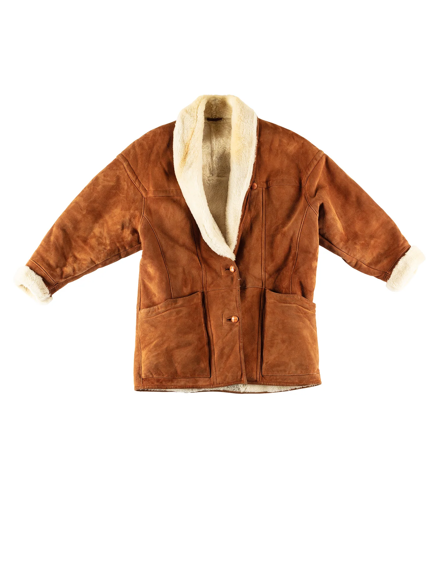 Vintage 80's Women Sheepskin Coat in Brown by Northern Grip